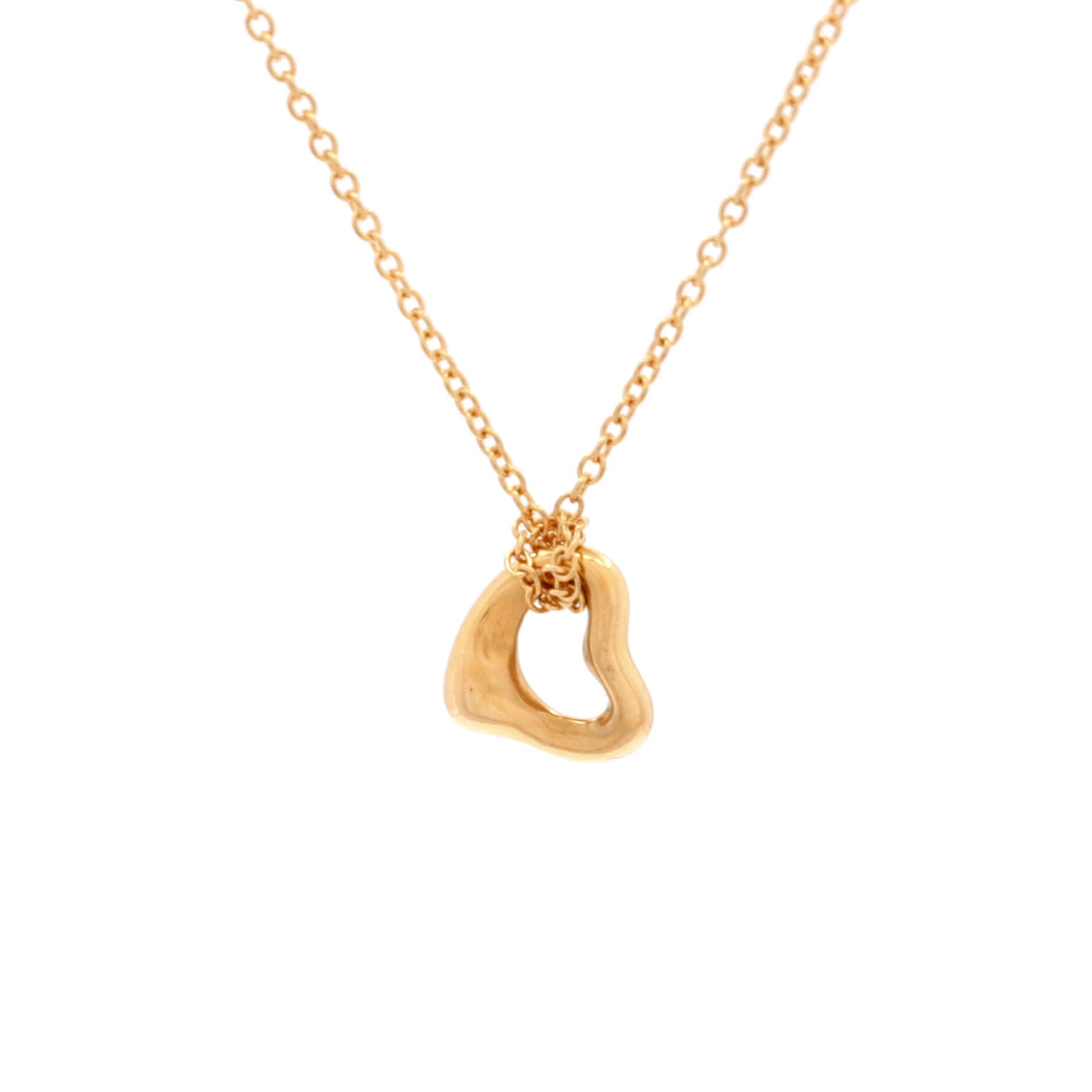 Elsa Peretti Open Heart Pendant Necklace 18K Yellow Gold 7mm