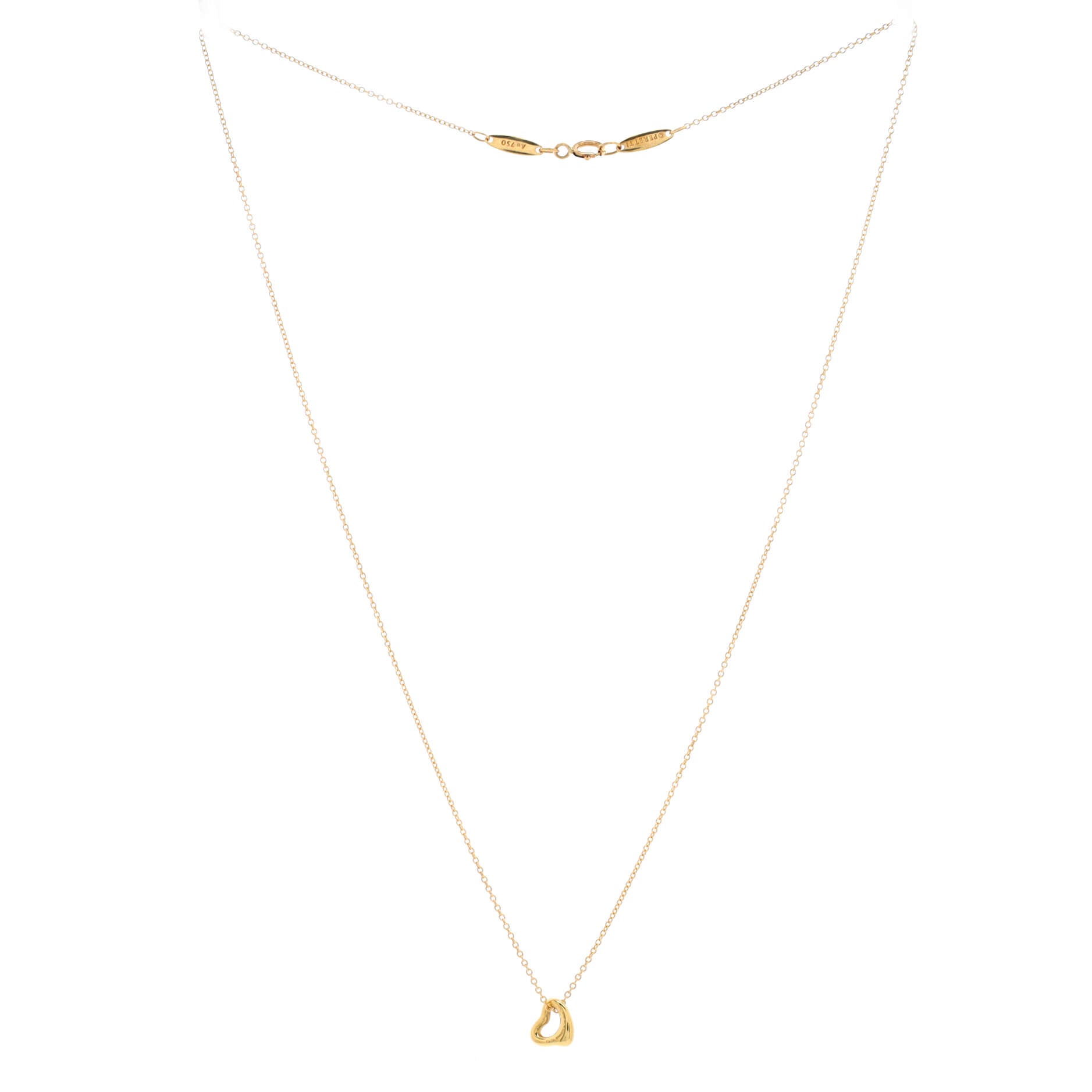 Elsa Peretti Open Heart Pendant Necklace 18K Yellow Gold 7mm