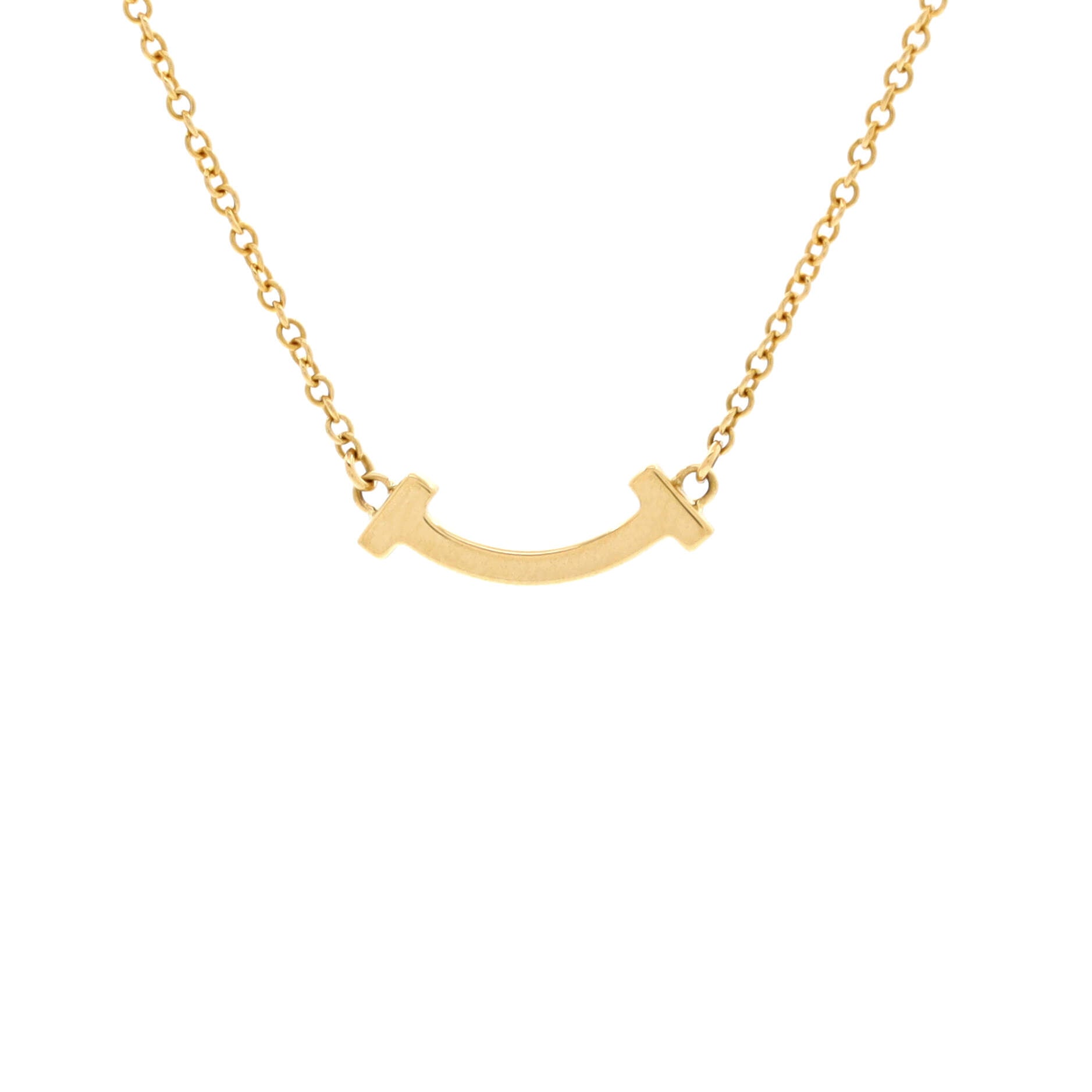 T Smile Pendant Necklace 18K Yellow Gold Mini