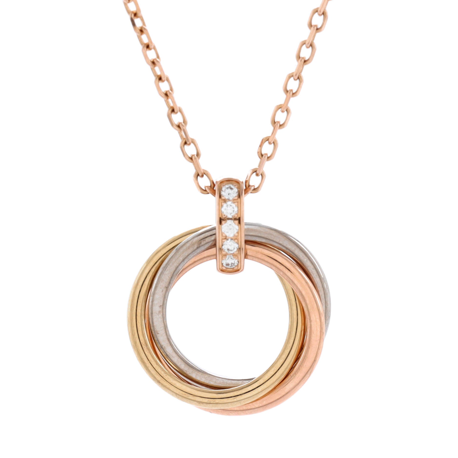 Trinity Pendant Necklace 18K Tricolor Gold and Diamonds