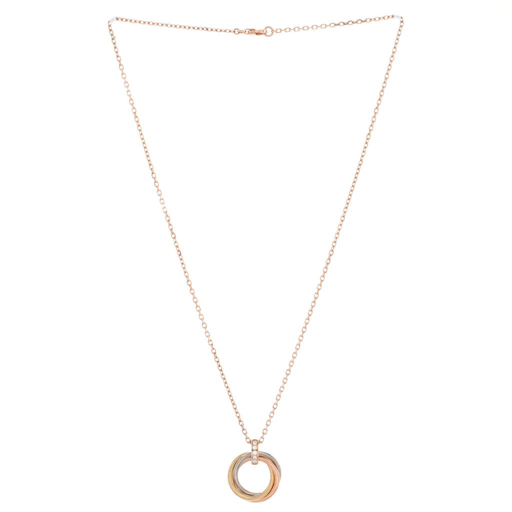 Trinity Pendant Necklace 18K Tricolor Gold and Diamonds