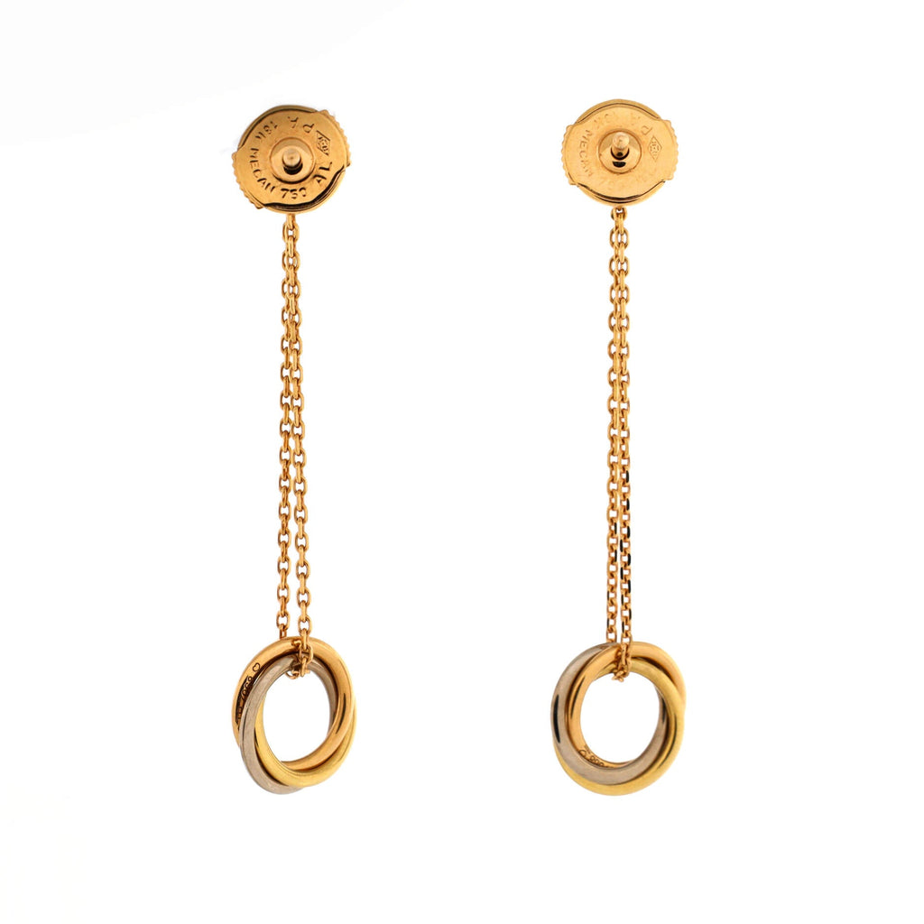 Trinity Diamond Drop Earrings 18K Tricolor Gold