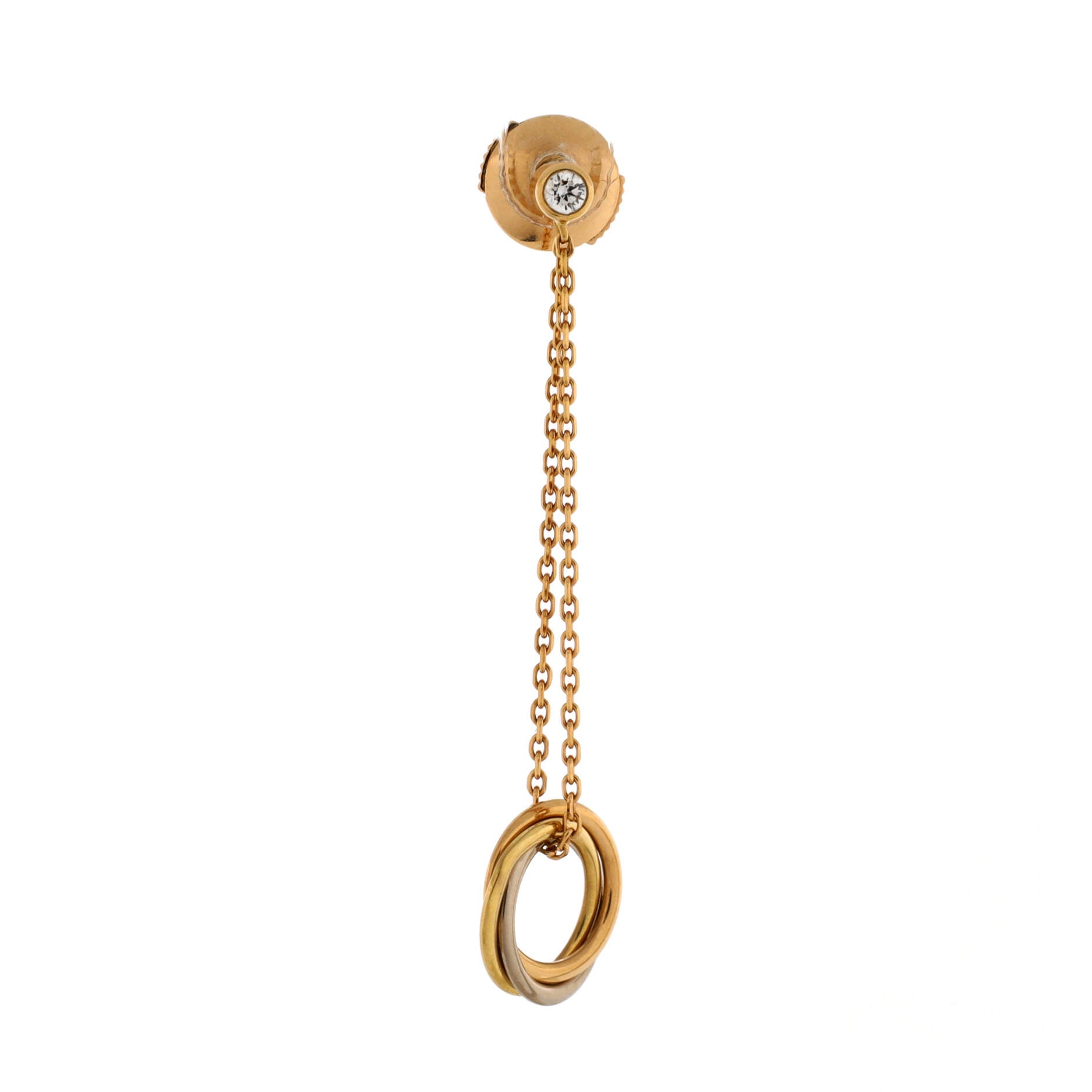 Trinity Diamond Drop Earrings 18K Tricolor Gold