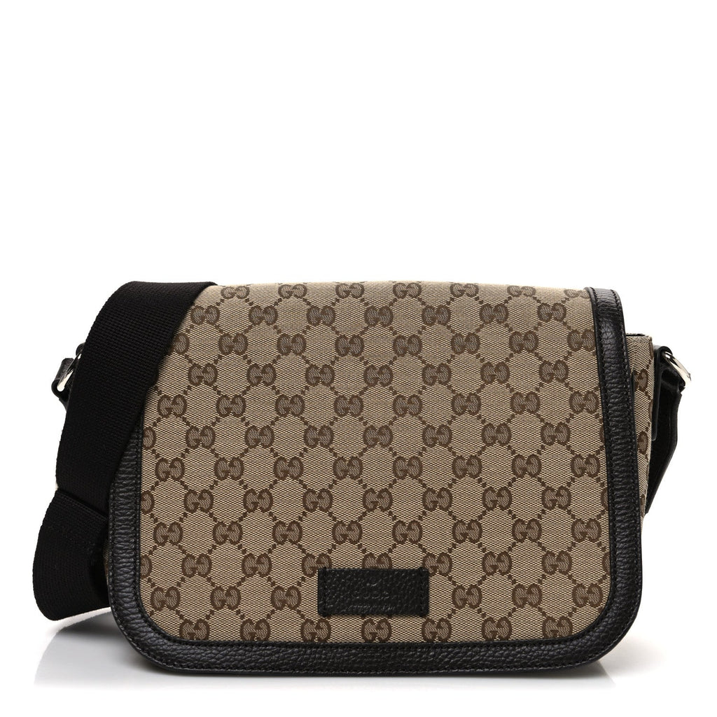 Monogram Flap Messenger Bag Beige Dark Brown
