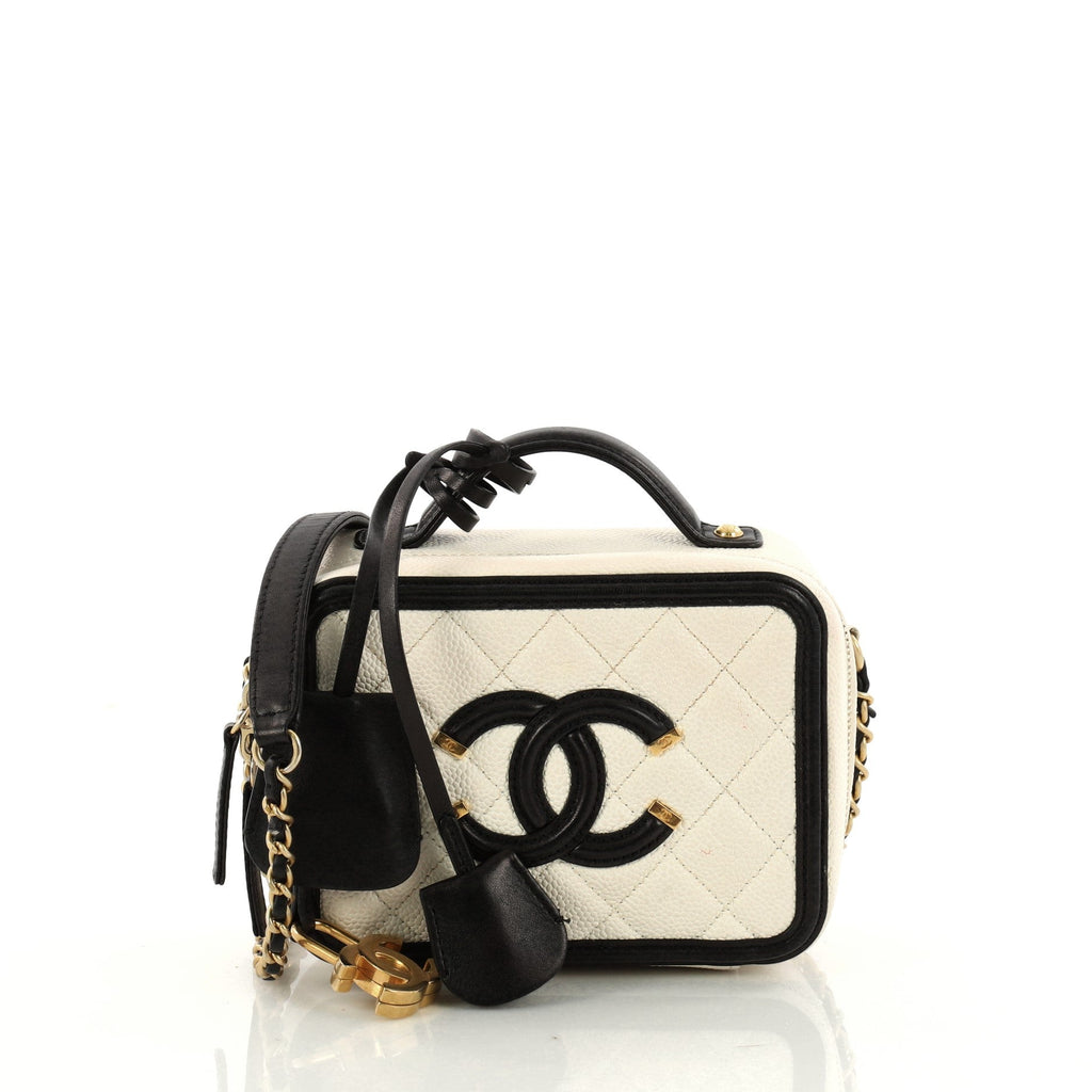 Filigree Vanity Case Quilted Caviar Mini