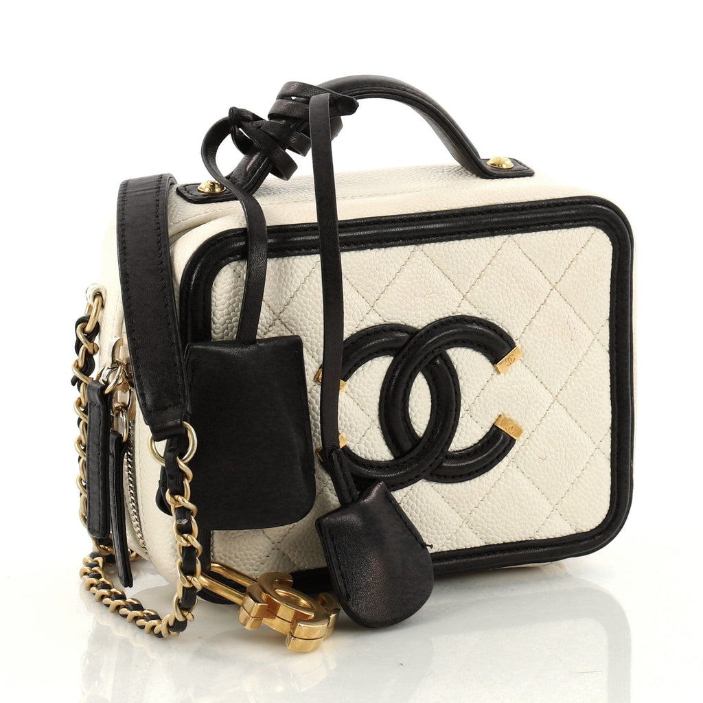 Filigree Vanity Case Quilted Caviar Mini