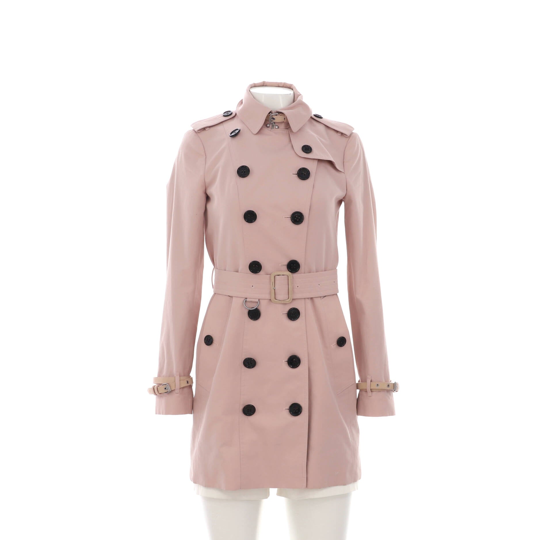 Women's Double Breasted Belted Mid-Length Trench Coat Cotton
