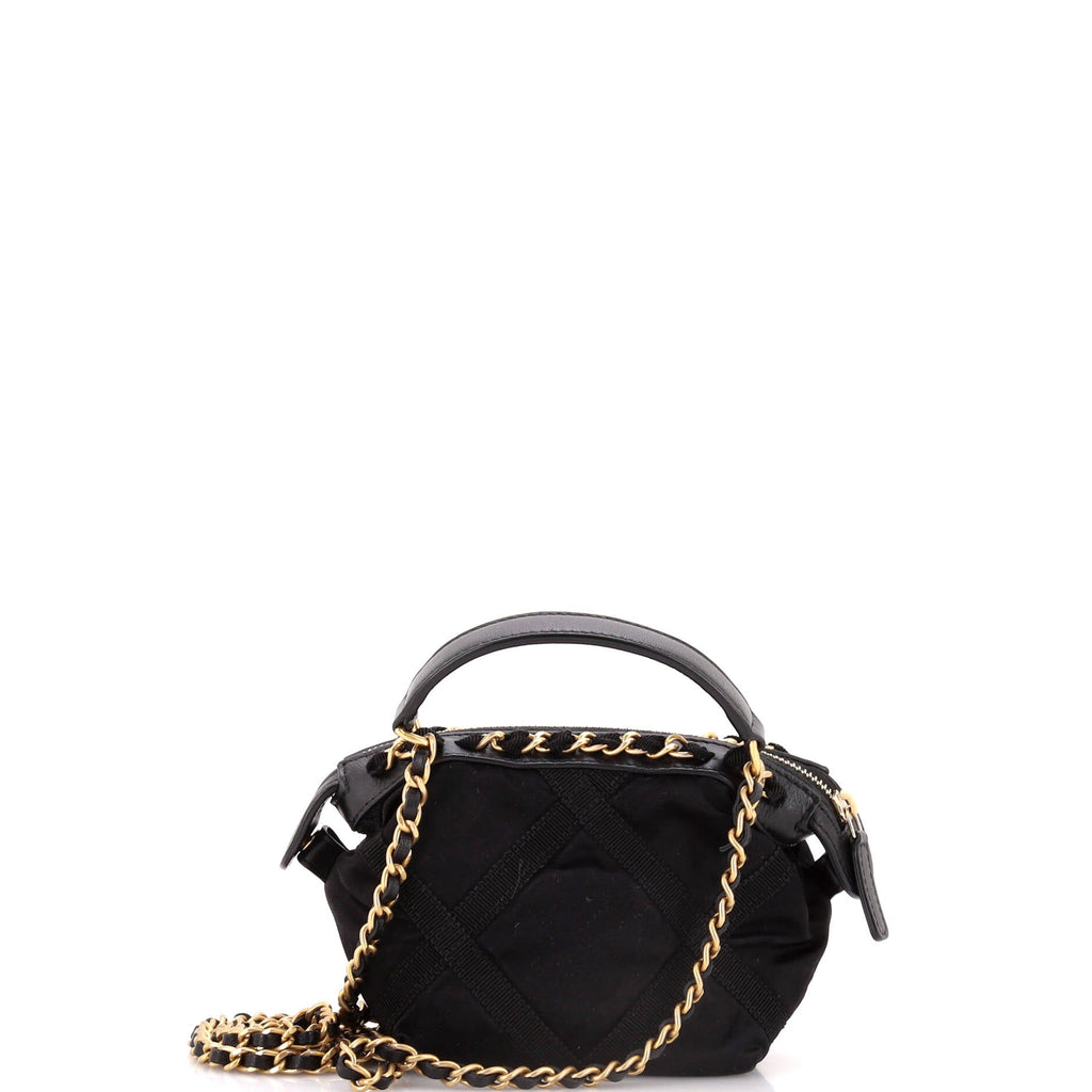 Top Handle Clutch with Chain Nylon with Grosgrain Mini