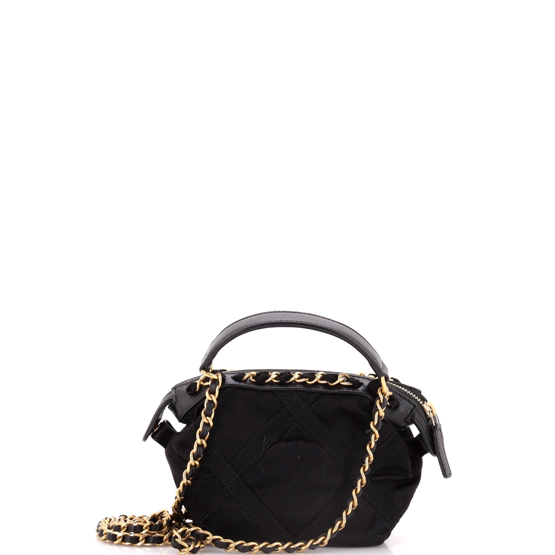 Top Handle Clutch with Chain Nylon with Grosgrain Mini