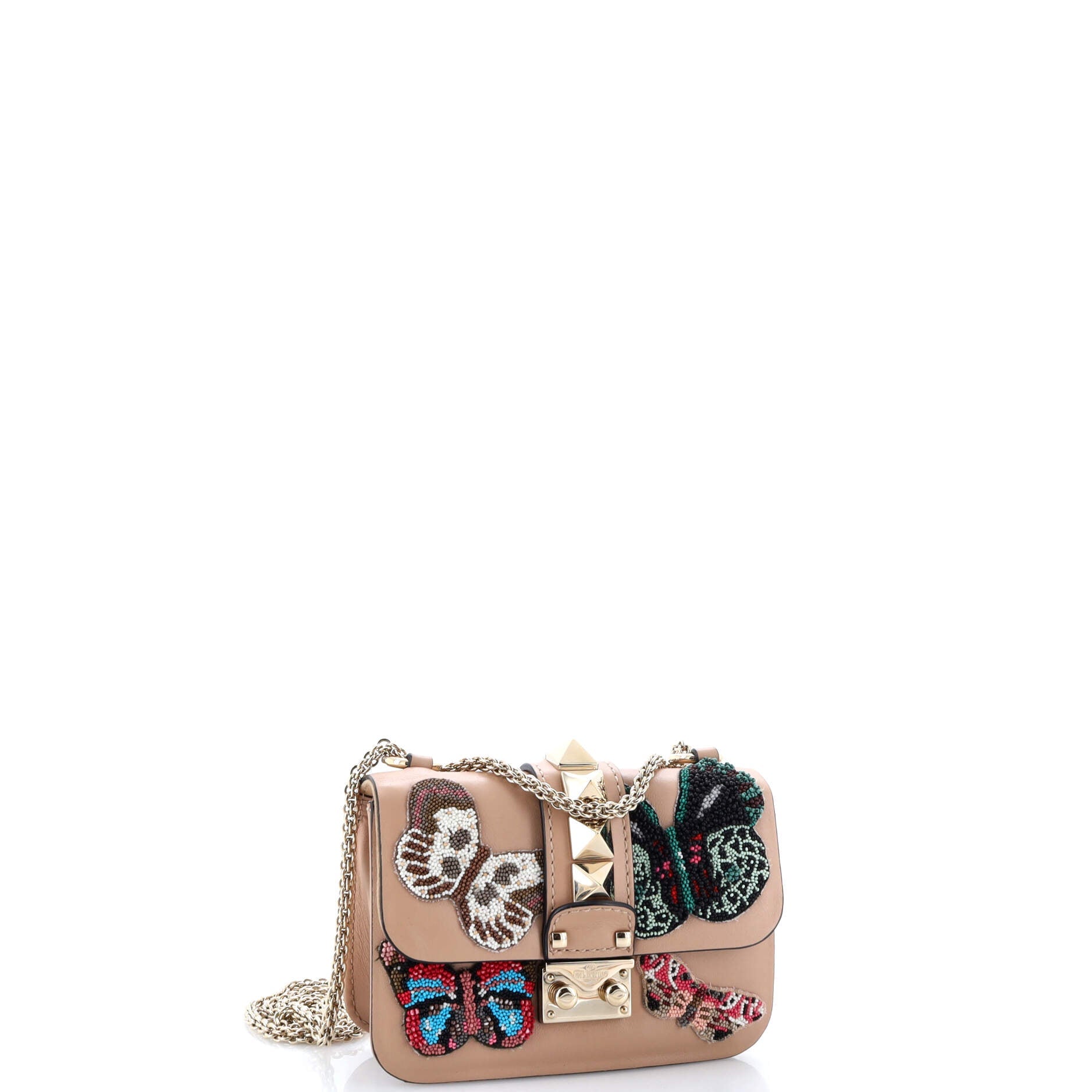 Glam Lock Shoulder Bag Embellished Leather Mini