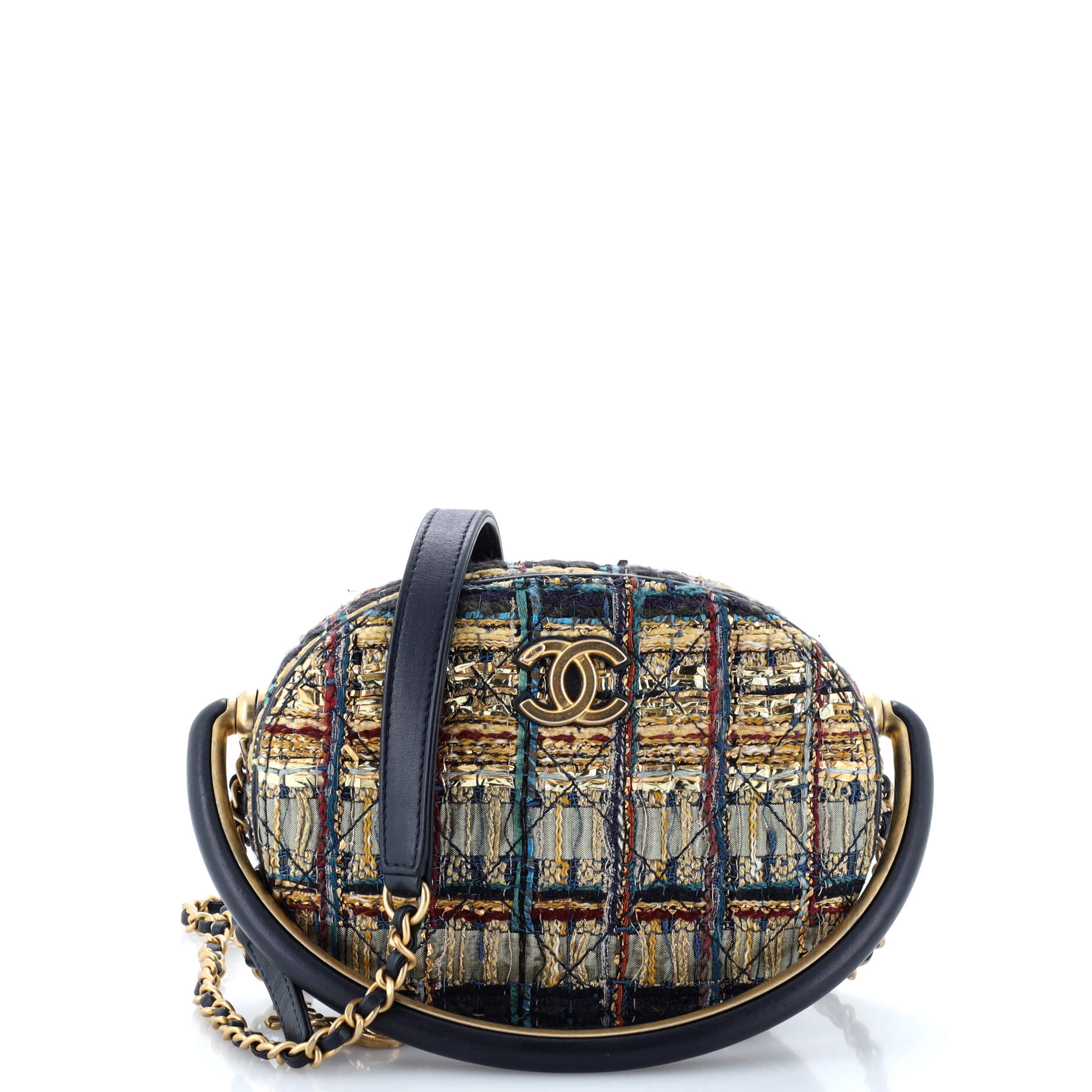 Paris-New York Oval Camera Case Quilted Tweed Small