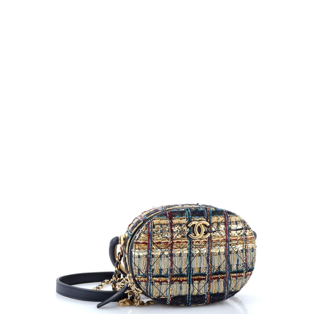 Paris-New York Oval Camera Case Quilted Tweed Small