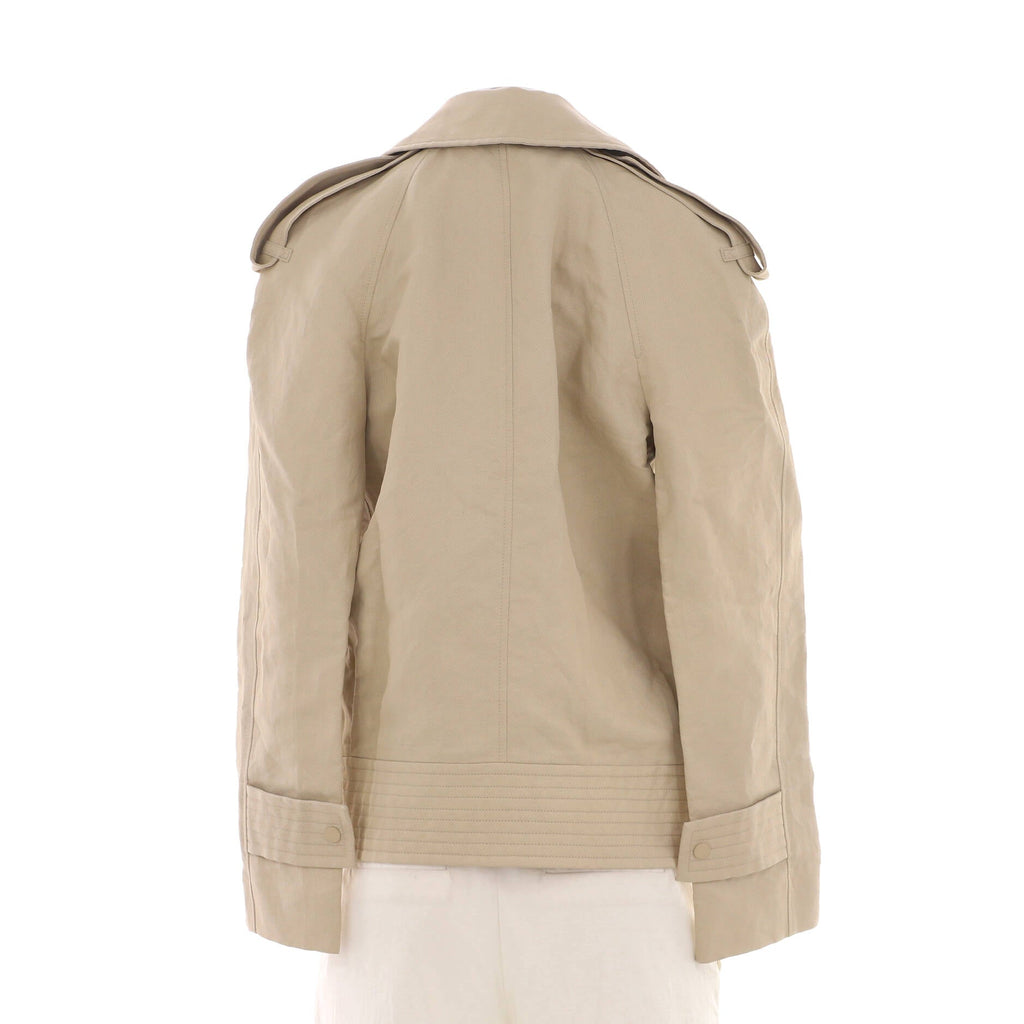 Women's Collared Short Trench Jacket Canvas