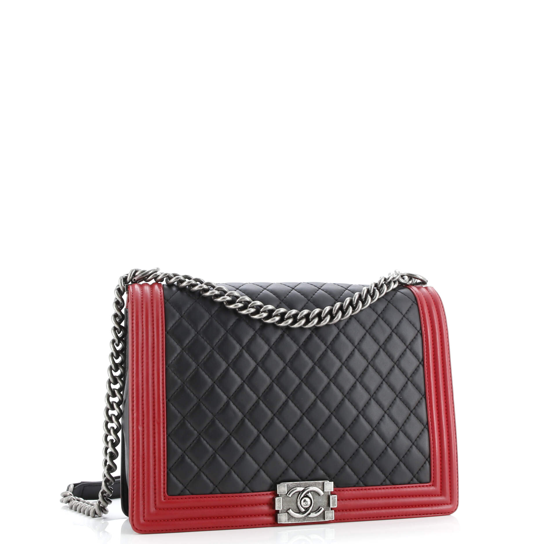 Bicolor Boy Flap Bag Quilted Lambskin Large