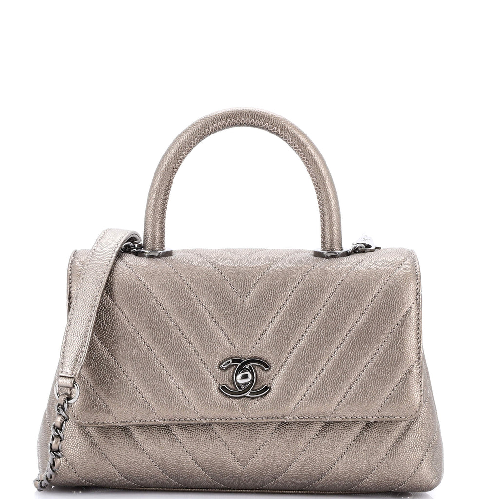 Coco Top Handle Bag Chevron Caviar Mini