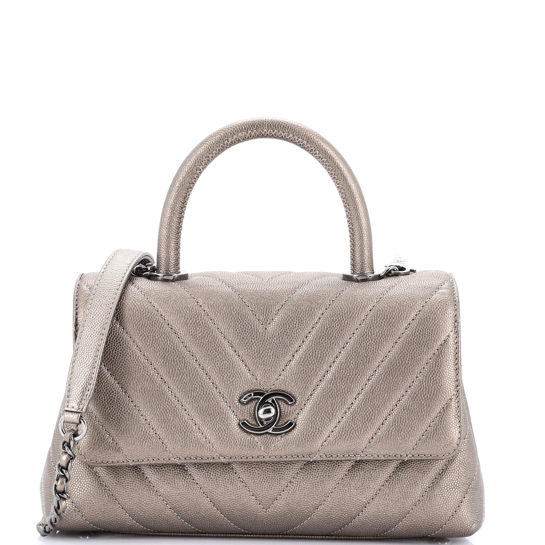 Coco Top Handle Bag Chevron Caviar Mini
