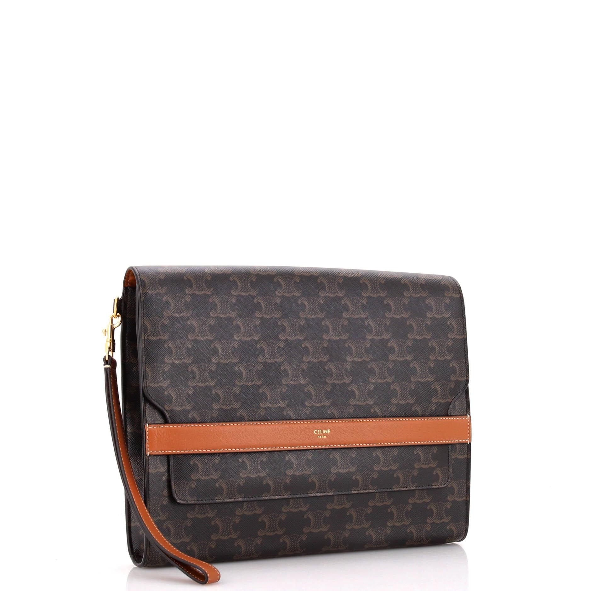 Flap Wristlet Pouch Triomphe Coated Canvas