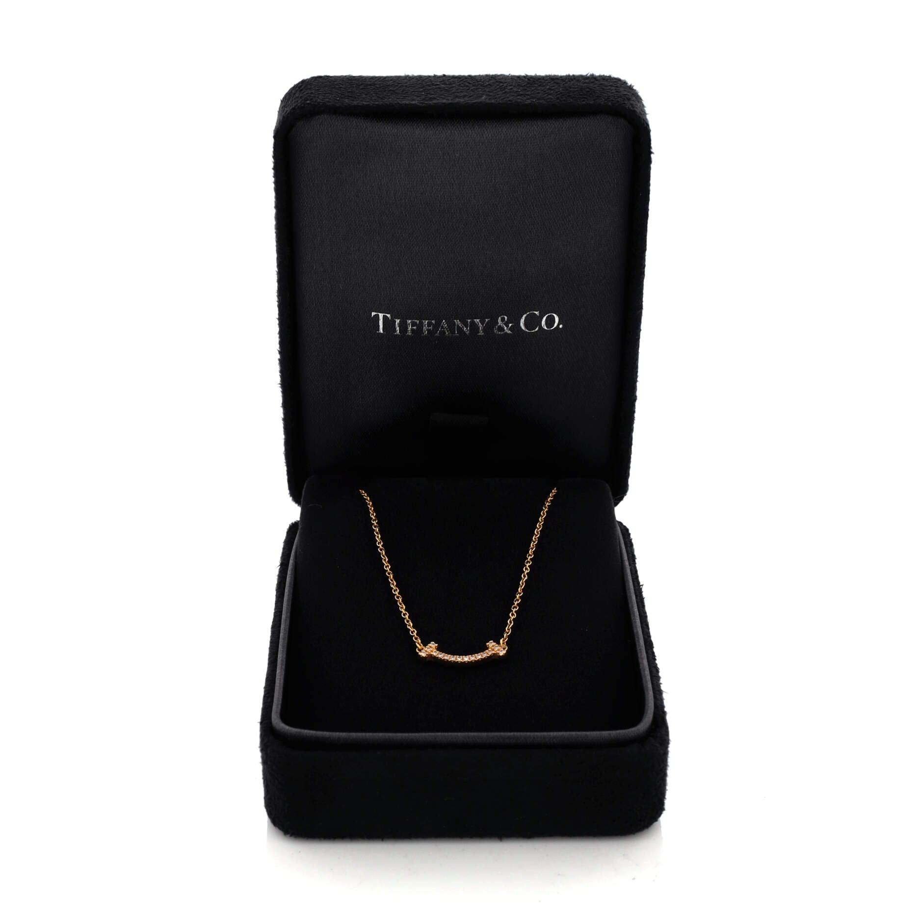 T Smile Pendant Necklace 18K Yellow Gold with Diamonds Mini