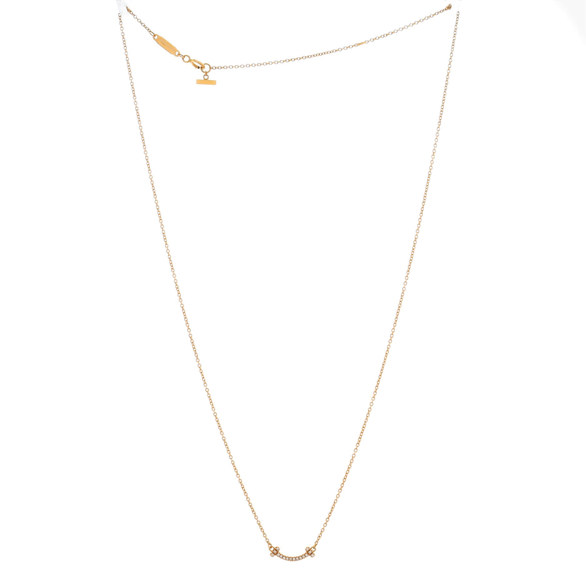 T Smile Pendant Necklace 18K Yellow Gold with Diamonds Mini