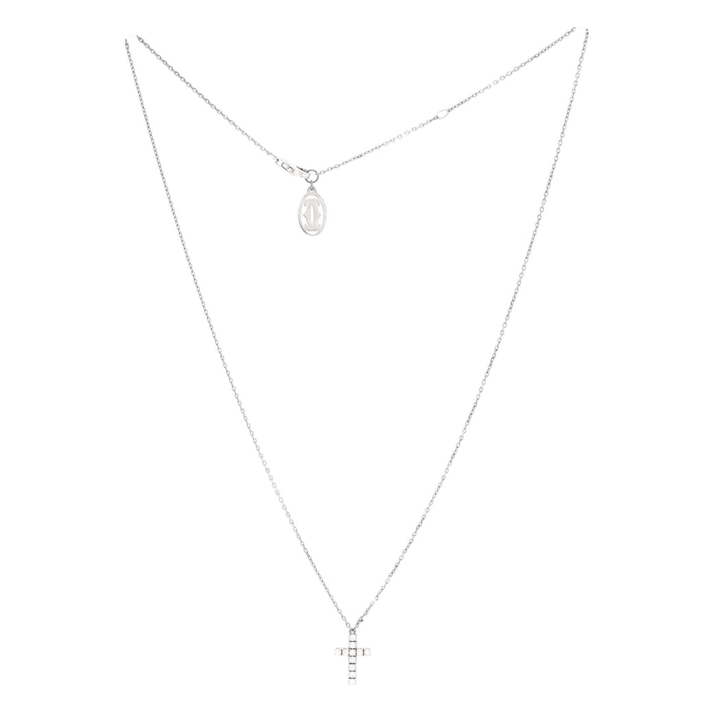 Cross Pendant Necklace 18K White Gold with Diamonds