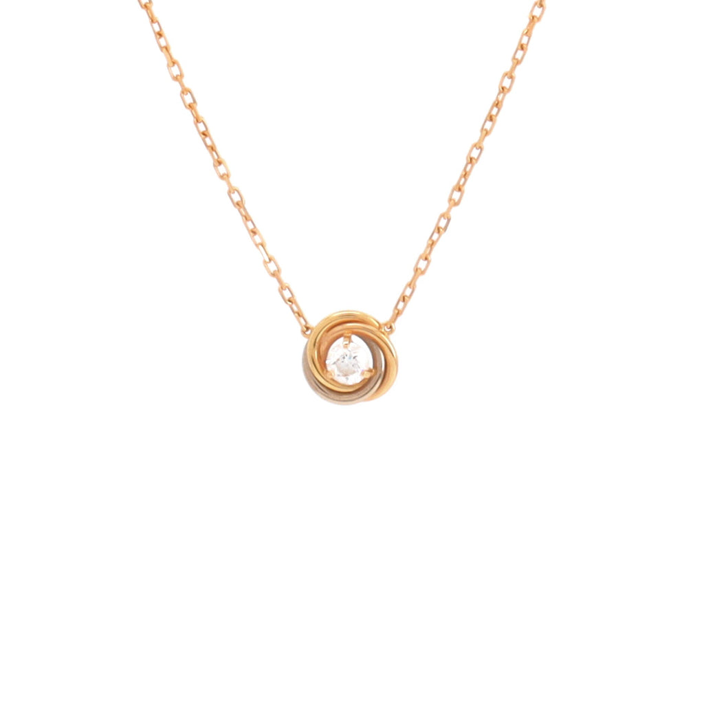 Trinity Diamond Pendant Necklace 18K Tricolor Gold and Diamond