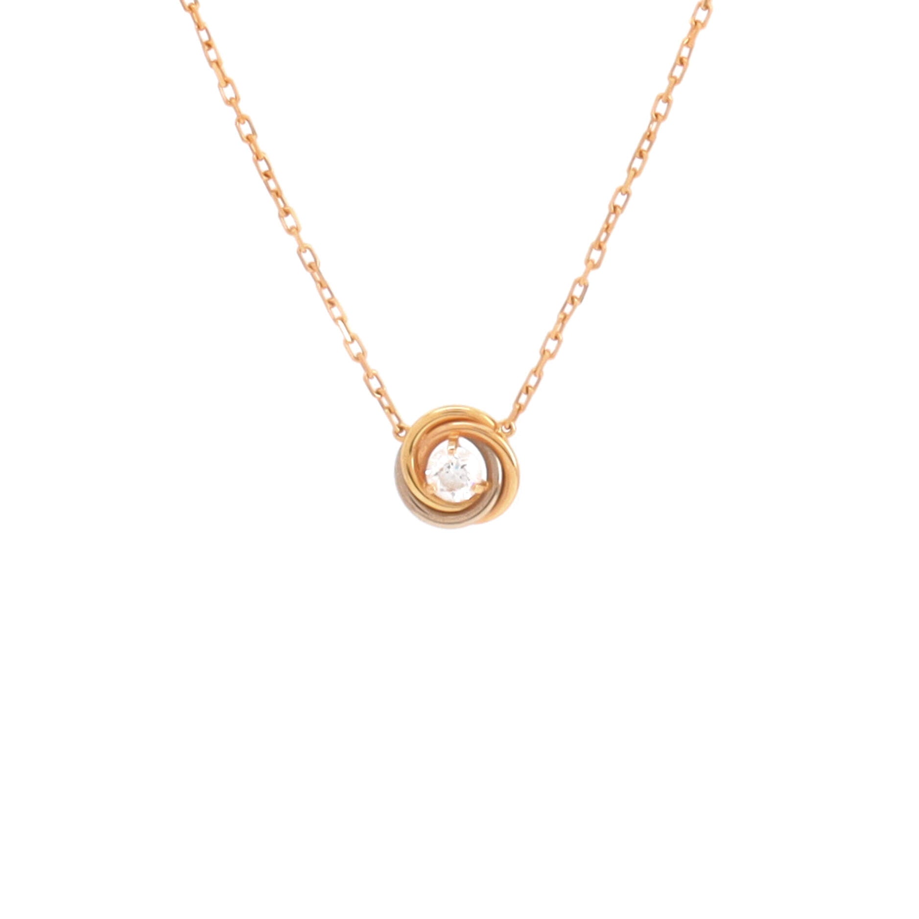 Trinity Diamond Pendant Necklace 18K Tricolor Gold and Diamond