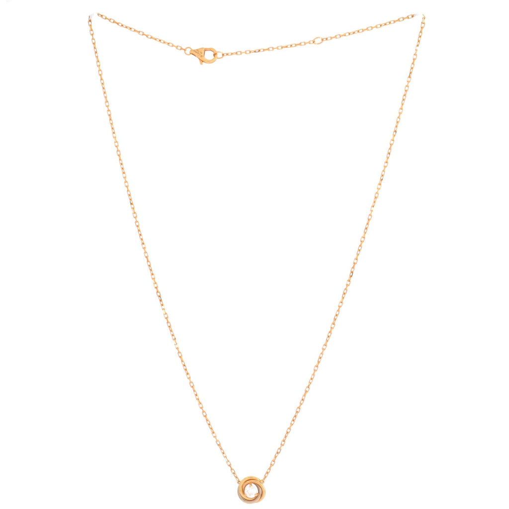 Trinity Diamond Pendant Necklace 18K Tricolor Gold and Diamond