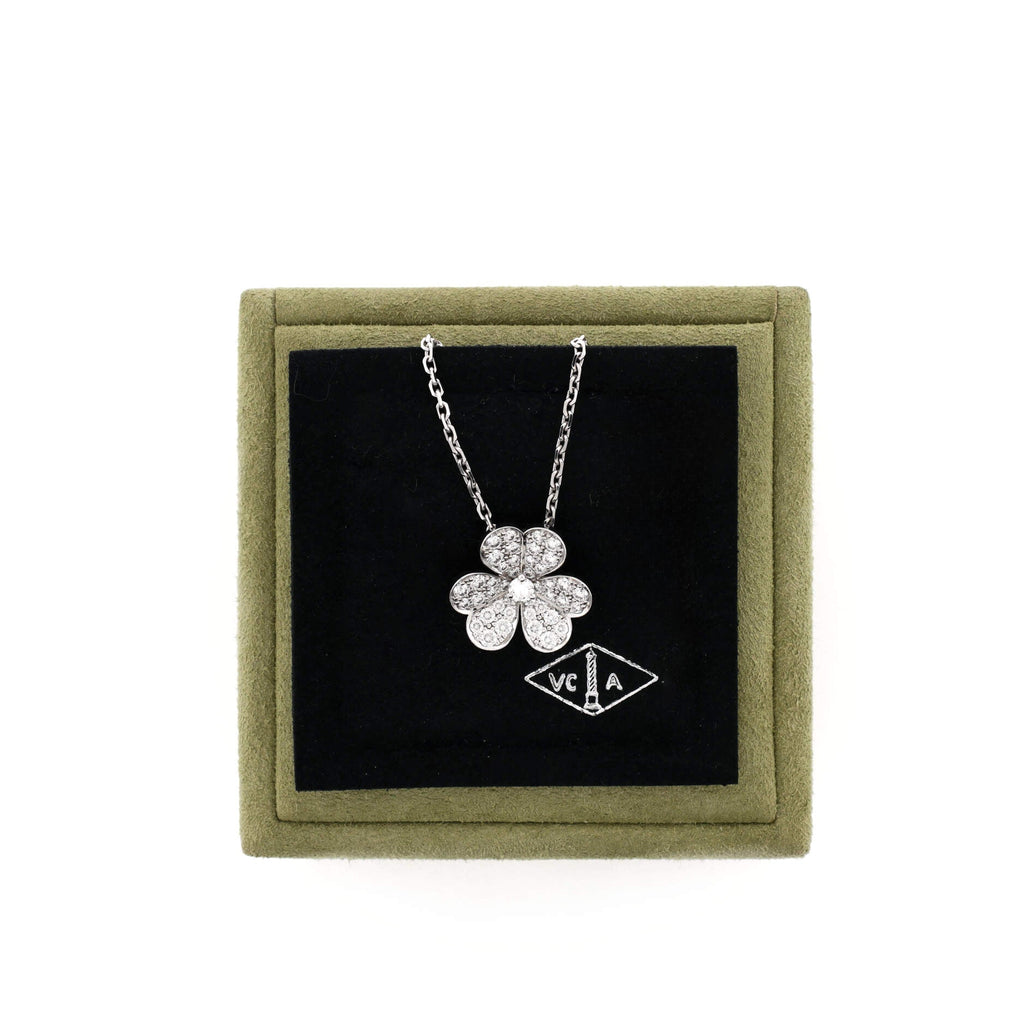 Frivole Pendant Necklace 18K White Gold with Pave Diamonds Small