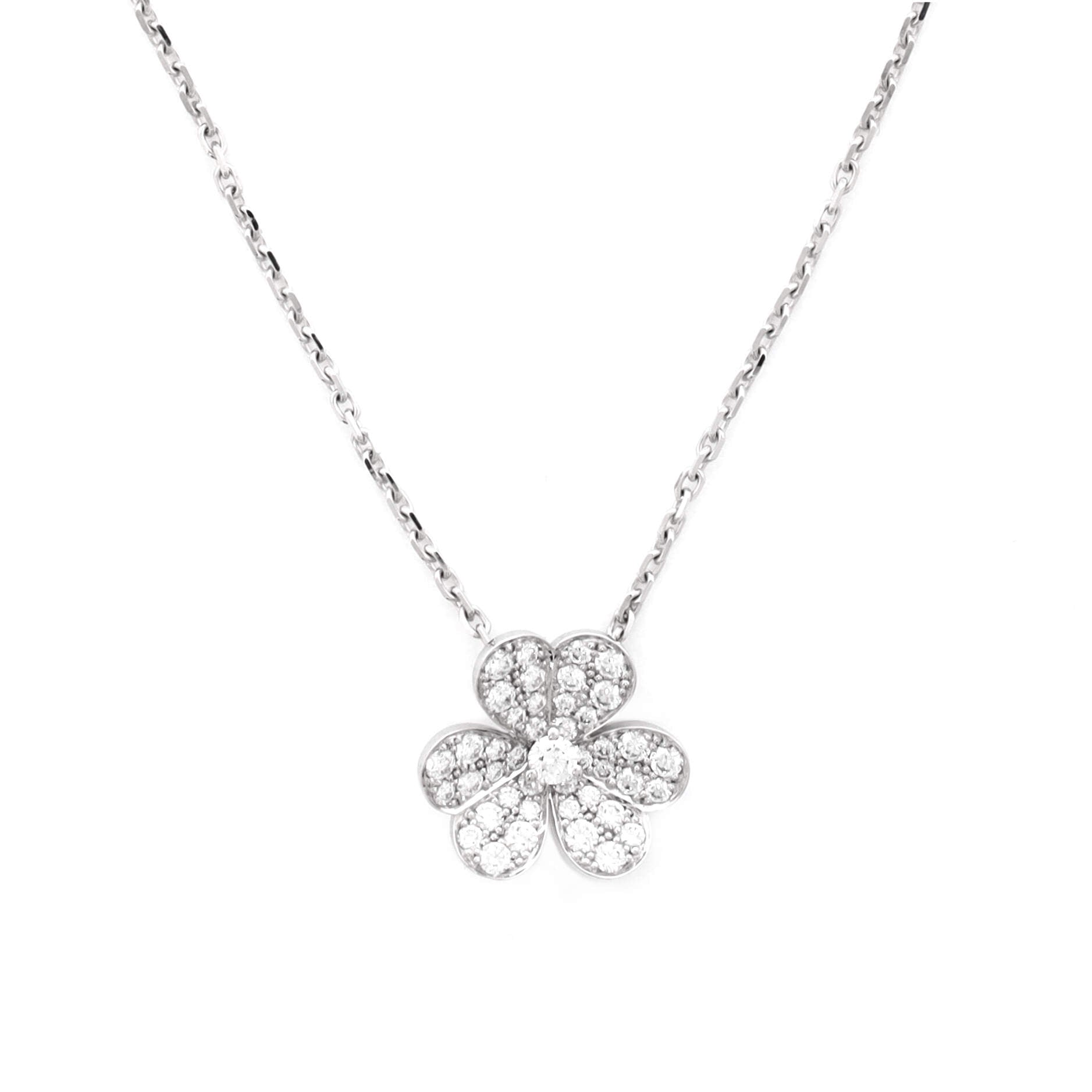 Frivole Pendant Necklace 18K White Gold with Pave Diamonds Small