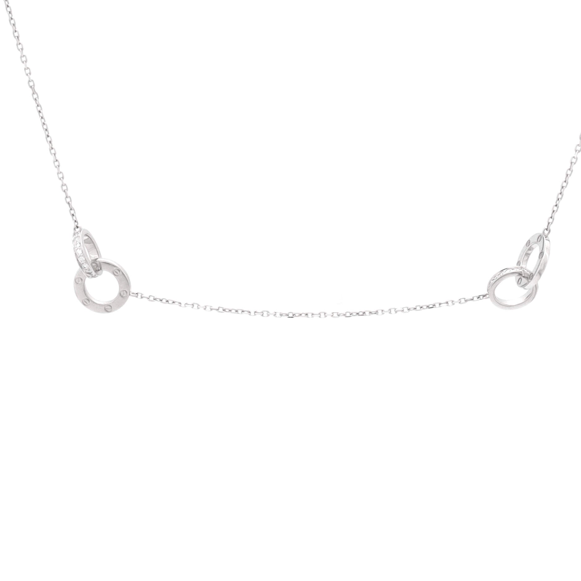 Love Interlocking Station Necklace 18K White Gold and Diamonds