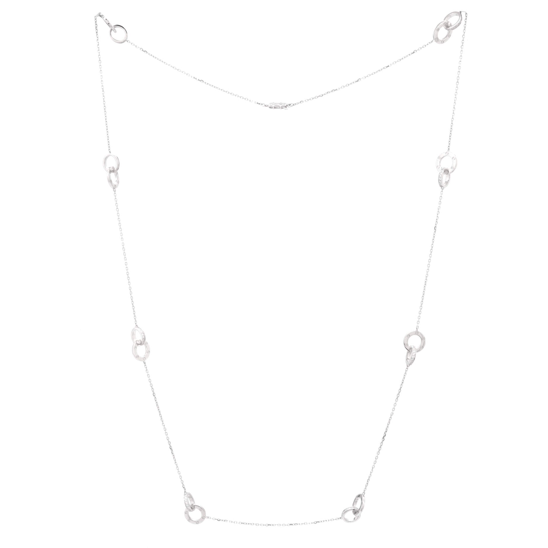 Love Interlocking Station Necklace 18K White Gold and Diamonds