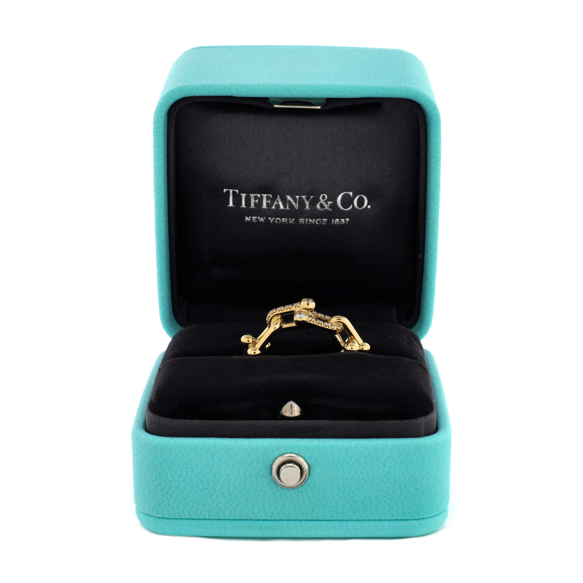 HardWear Link Ring 18K Yellow Gold with Diamonds Small