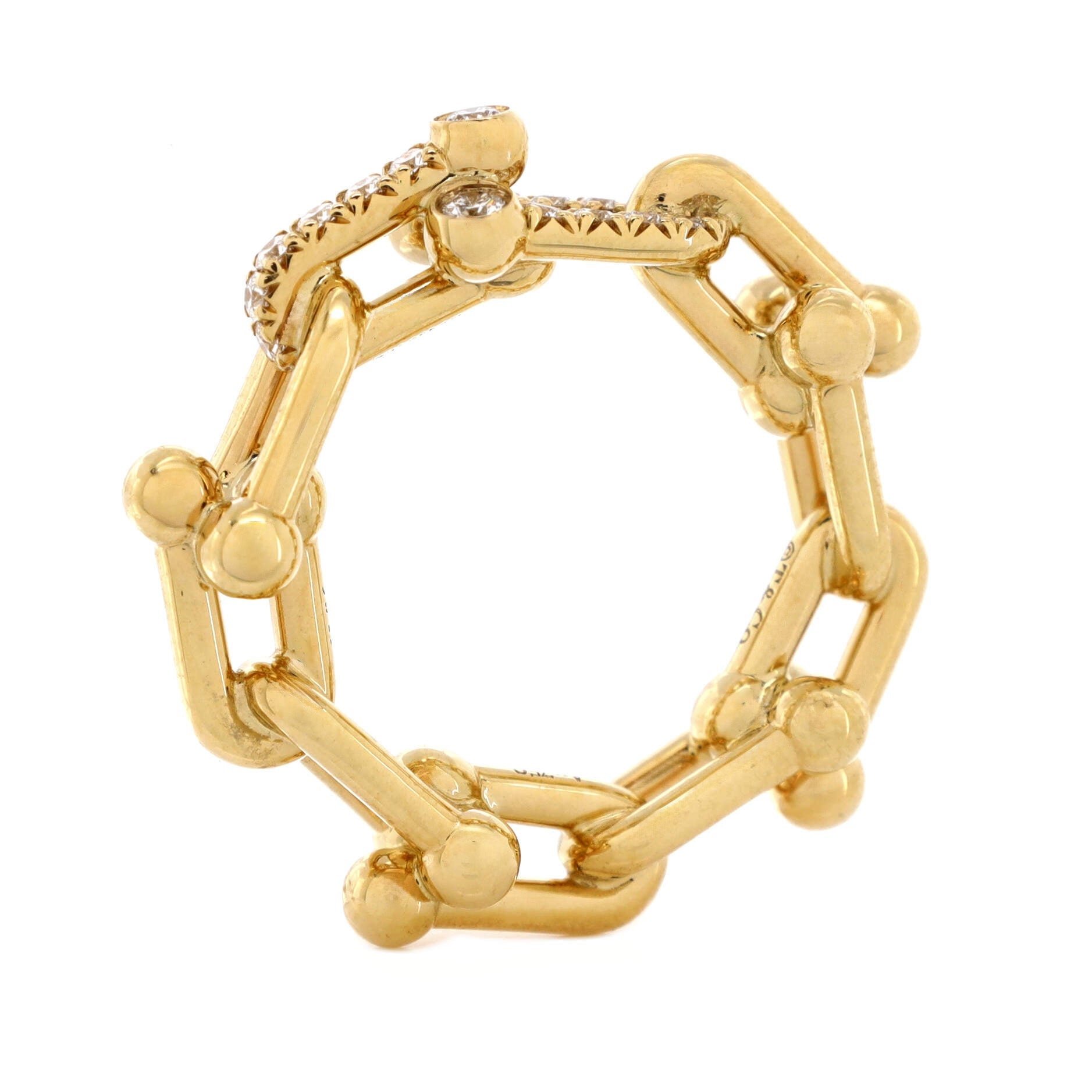HardWear Link Ring 18K Yellow Gold with Diamonds Small