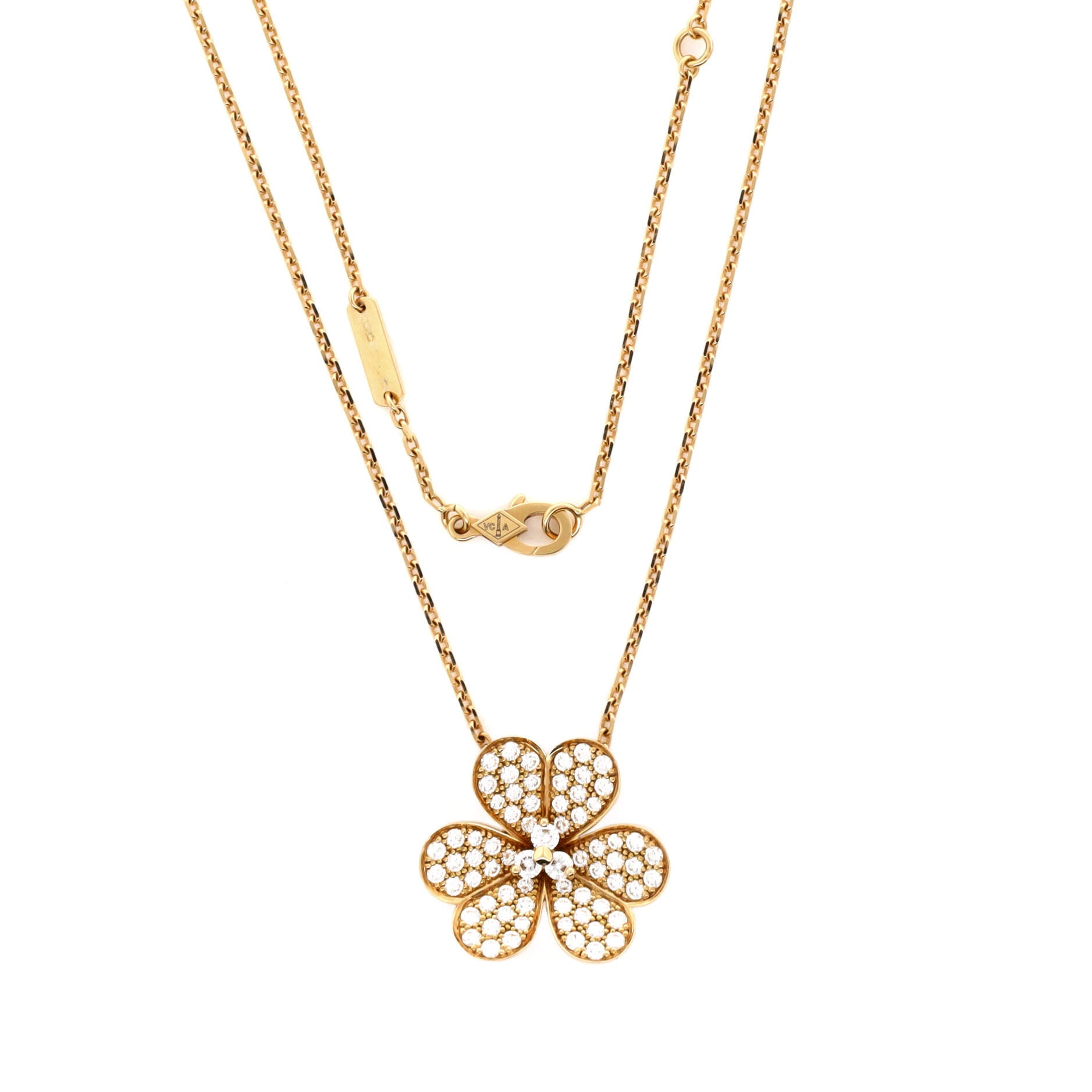Frivole Pendant Necklace 18K Yellow Gold with Pave Diamonds Large