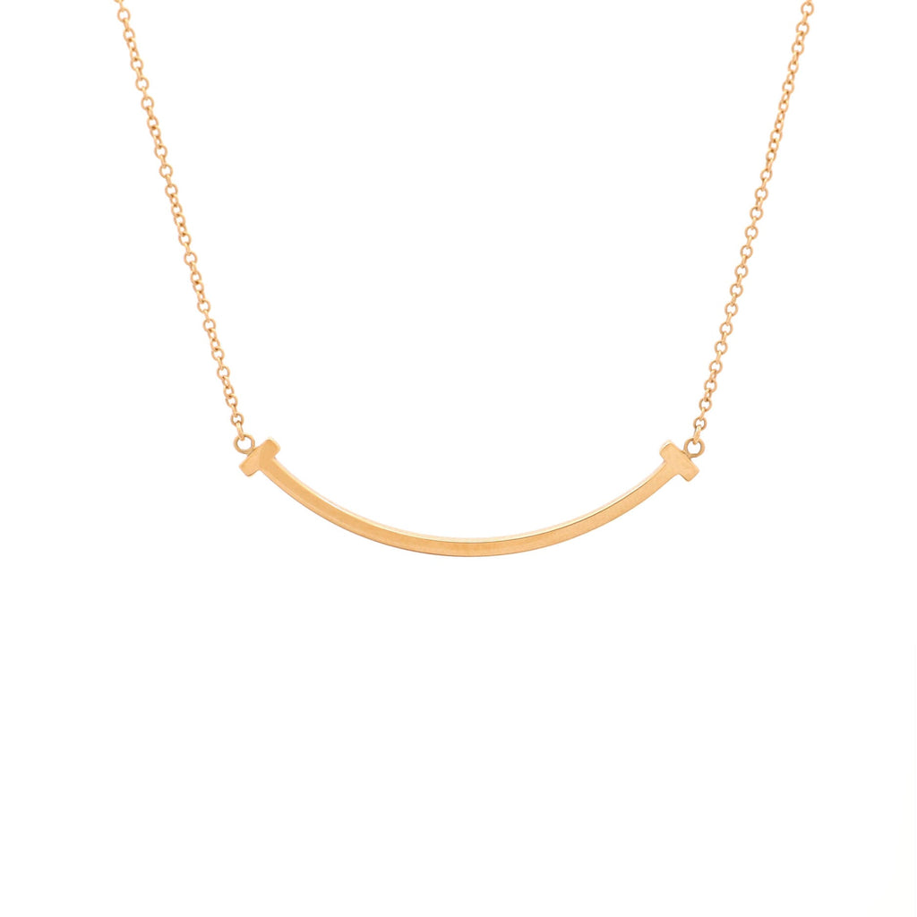 T Smile Pendant Necklace 18K Yellow Gold Small