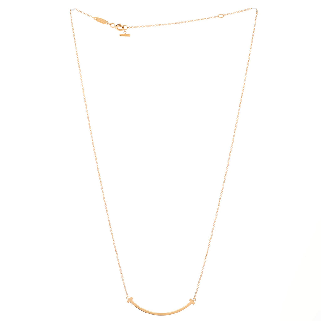 T Smile Pendant Necklace 18K Yellow Gold Small