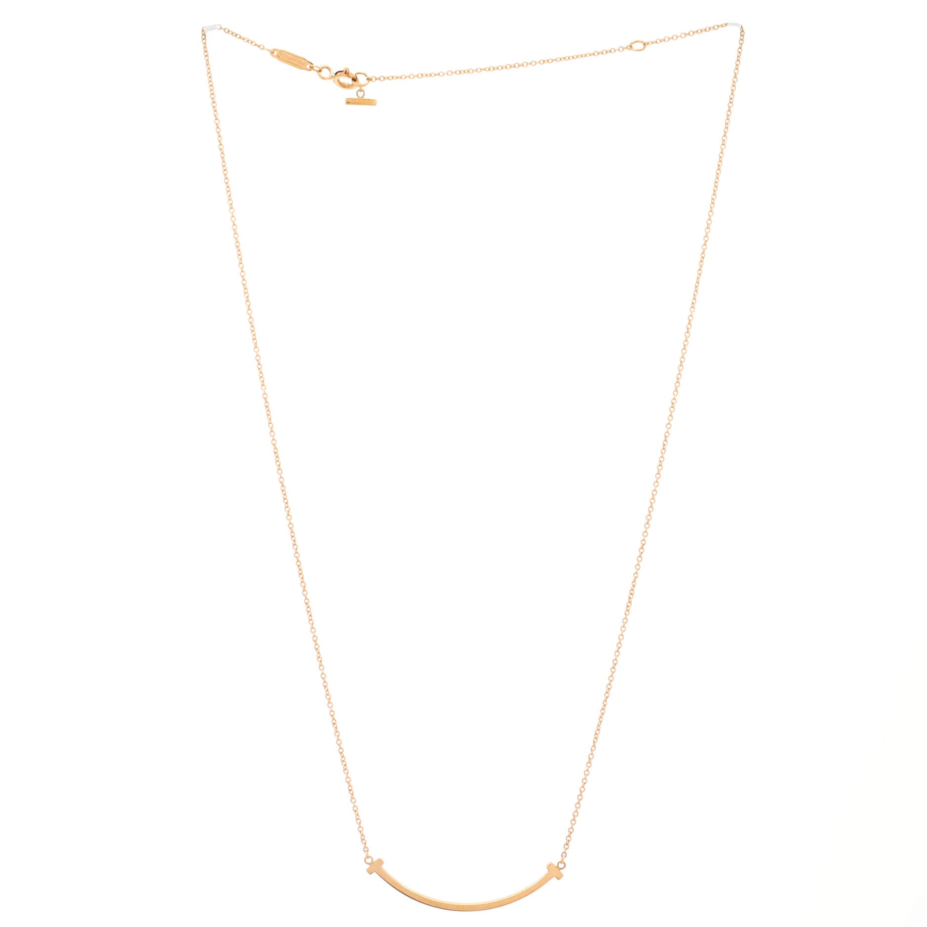 T Smile Pendant Necklace 18K Yellow Gold Small