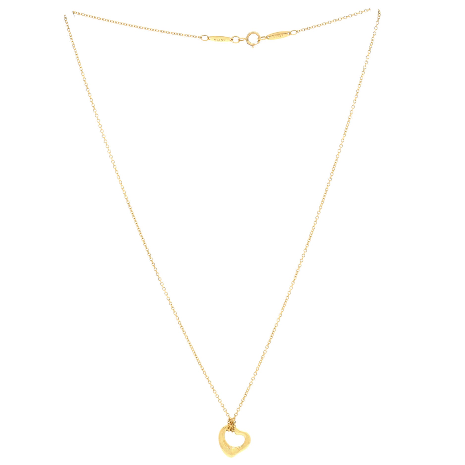 Elsa Peretti Open Heart Pendant Necklace 18K Yellow Gold 11mm