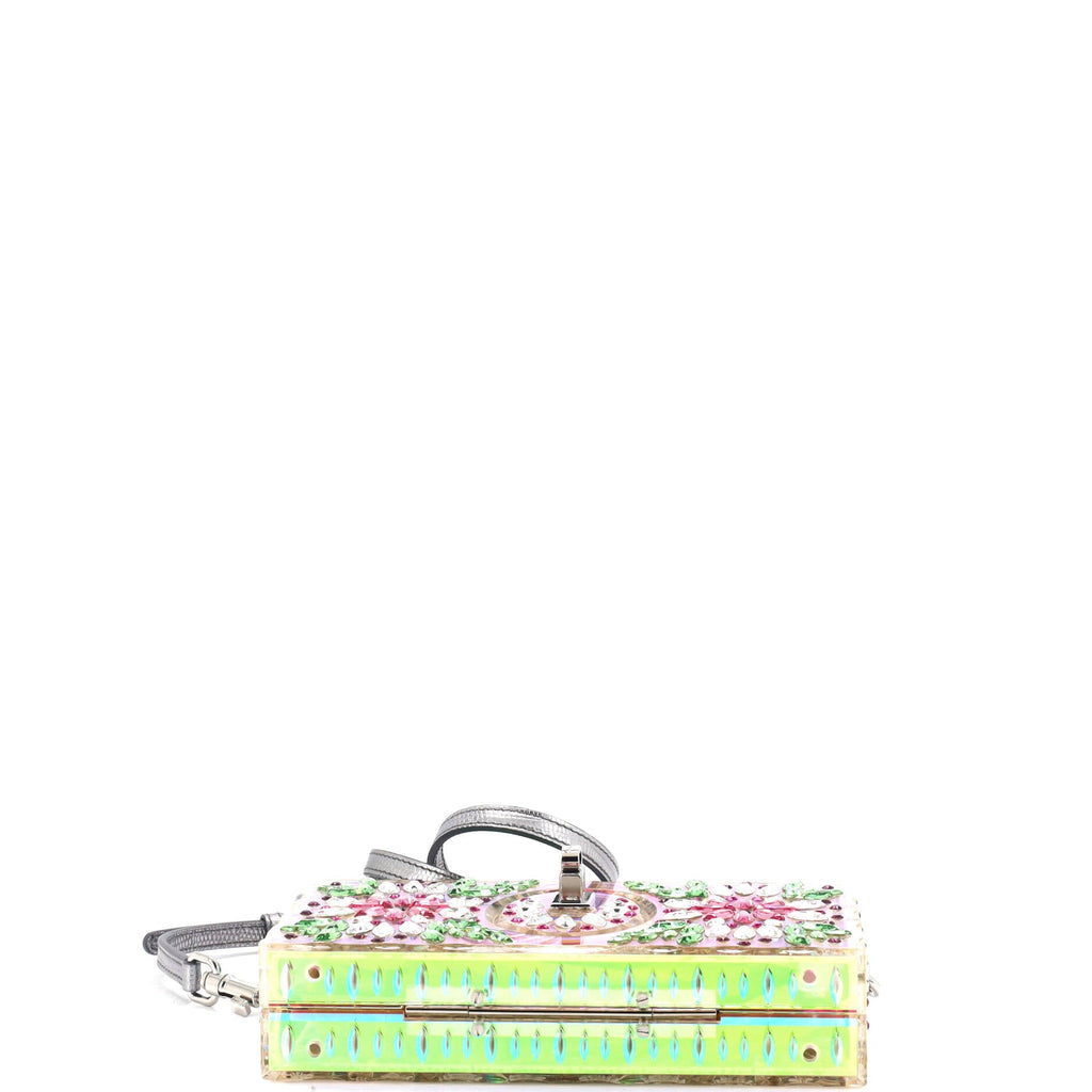Box Clutch Crystal Embellished Plexiglass Small
