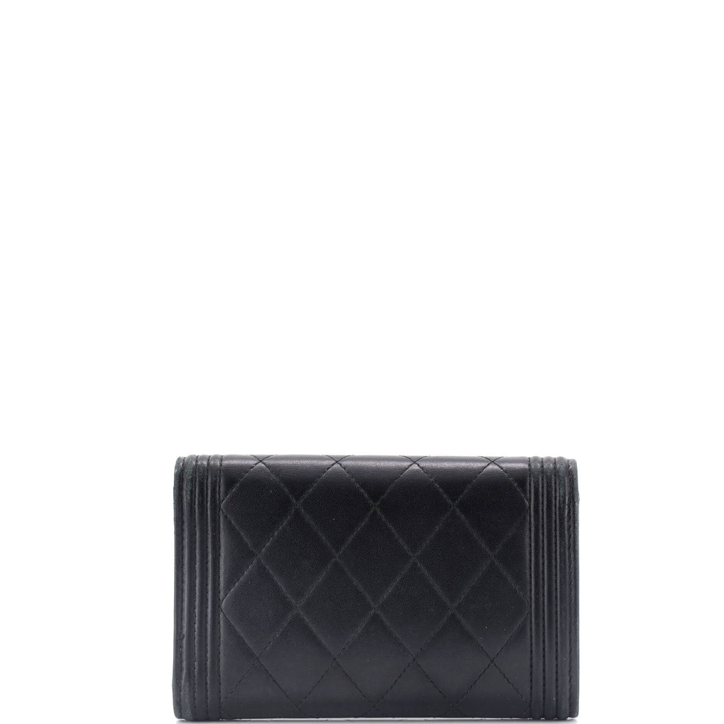 Boy Trifold Flap Wallet Quilted Lambskin Medium
