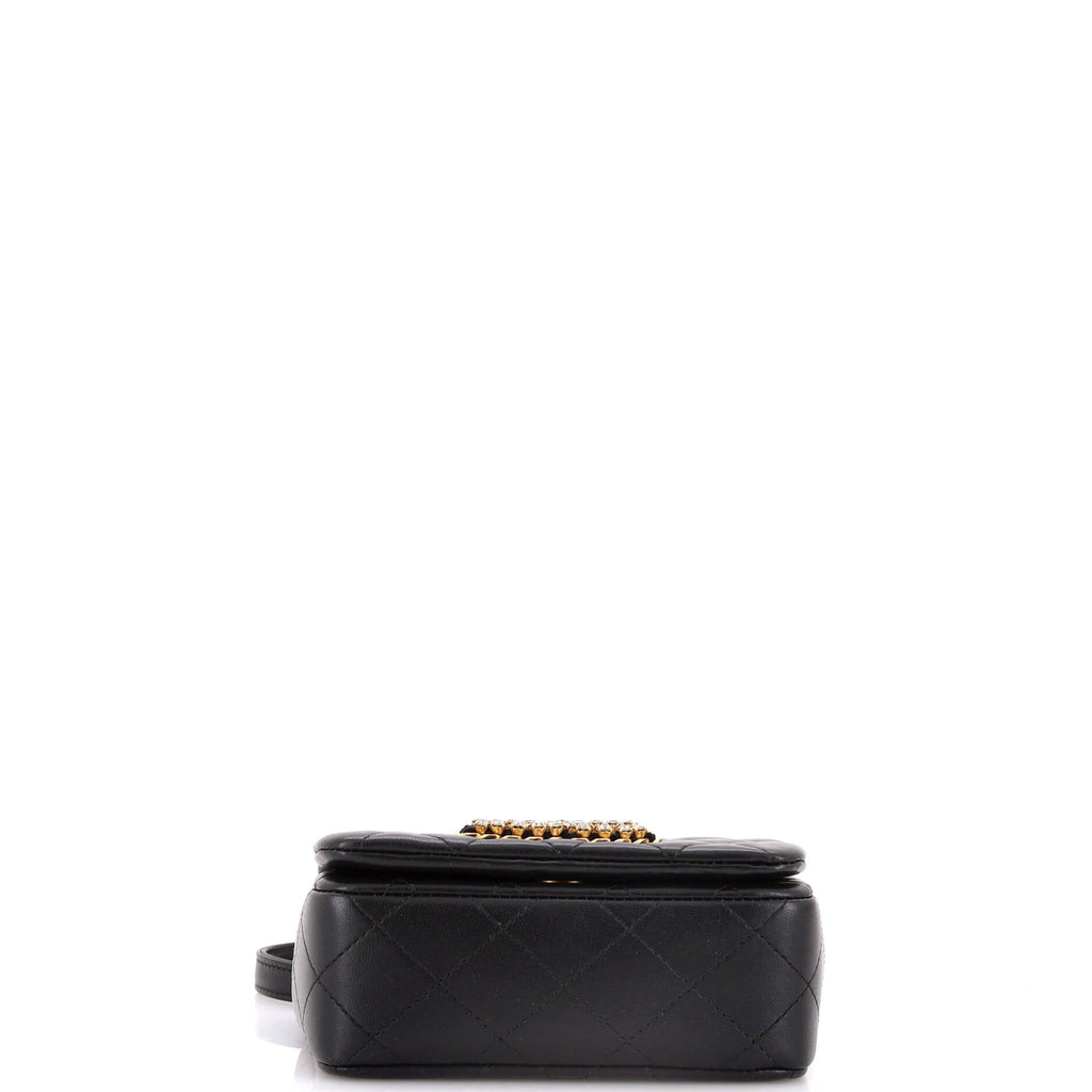 Crystal CC Full Flap Bag Quilted Lambskin Mini
