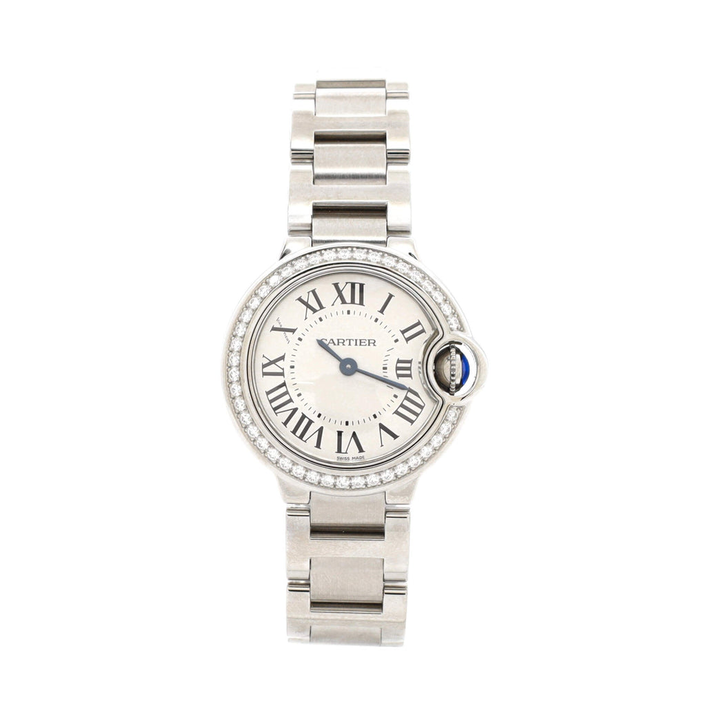 Ballon Bleu de Cartier Quartz Watch Stainless Steel with Diamond Bezel 28