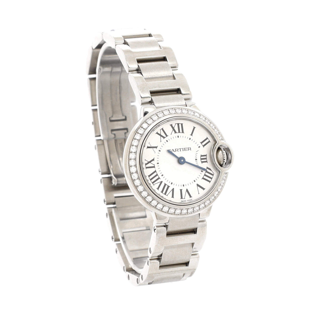 Ballon Bleu de Cartier Quartz Watch Stainless Steel with Diamond Bezel 28