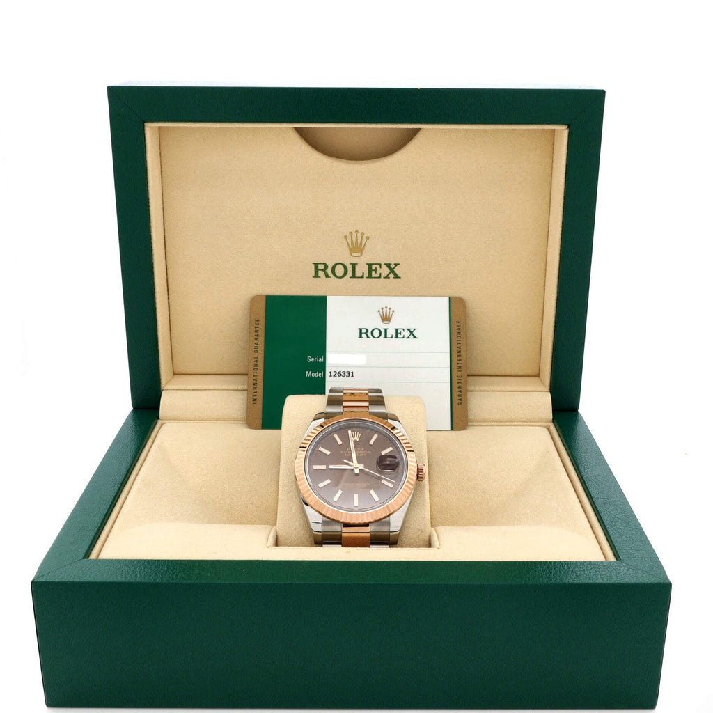 Oyster Perpetual Datejust Chocolate Brown Automatic Watch Stainless Steel and Rose Gold 41