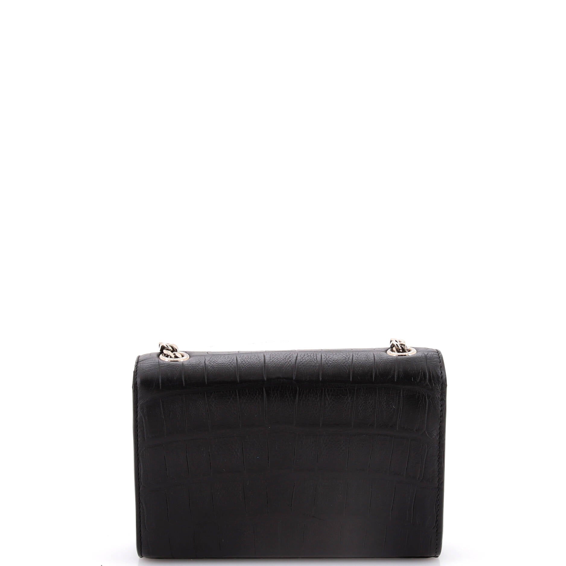 Classic Monogram Tassel Crossbody Bag Crocodile Embossed Leather Small