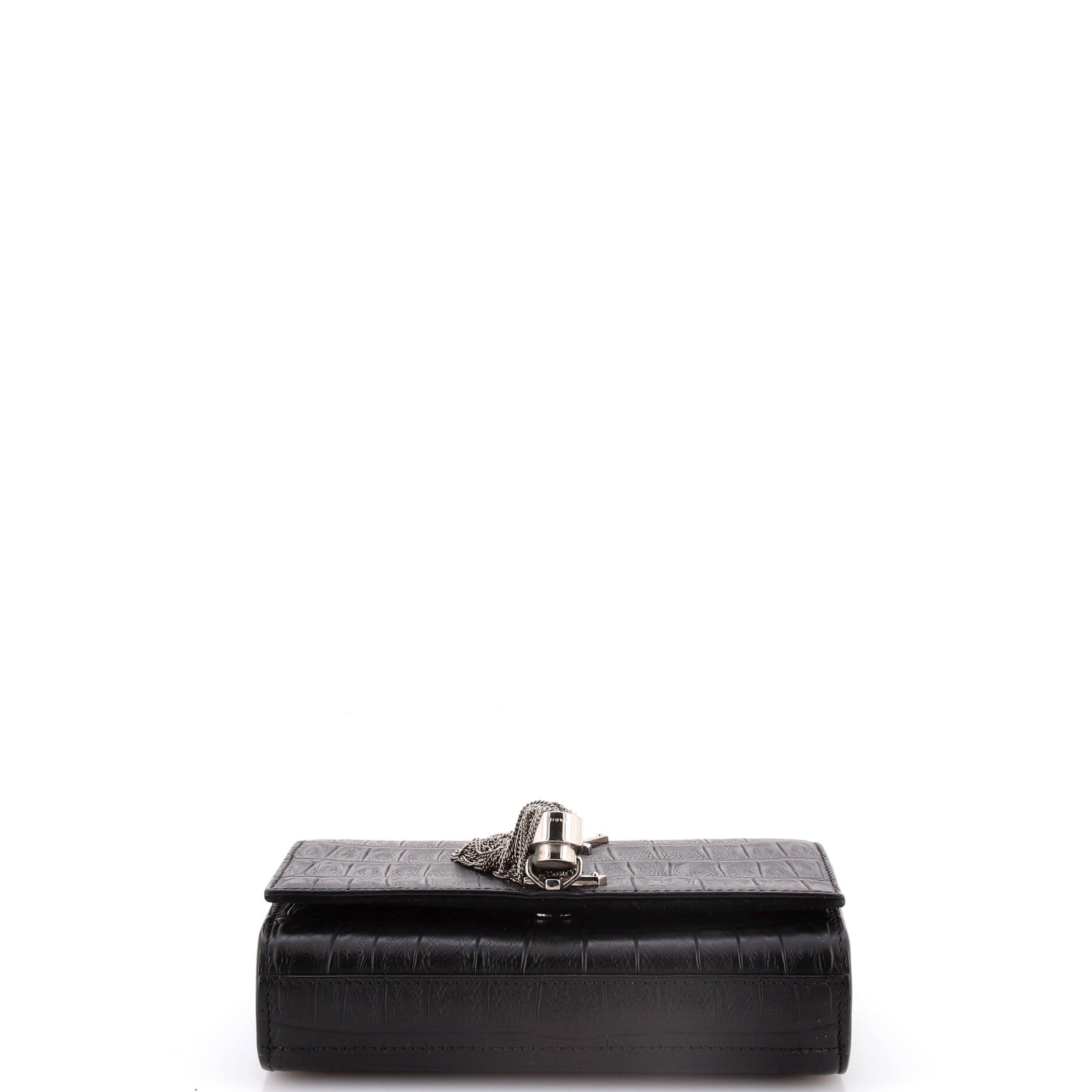 Classic Monogram Tassel Crossbody Bag Crocodile Embossed Leather Small