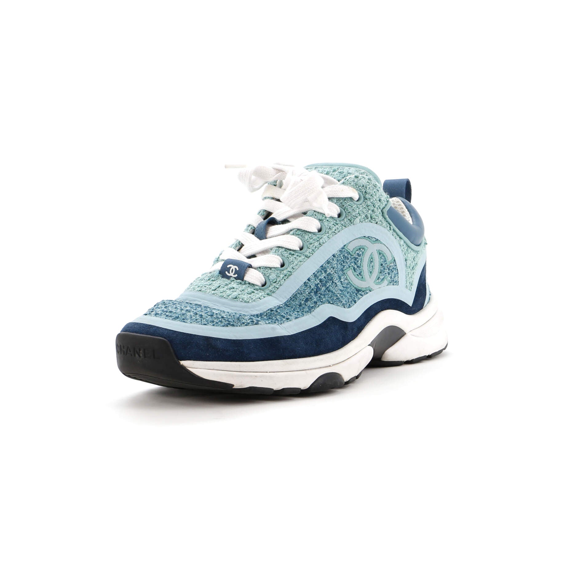 Women's CC Cap Toe Logo Sneakers Suede and Tweed