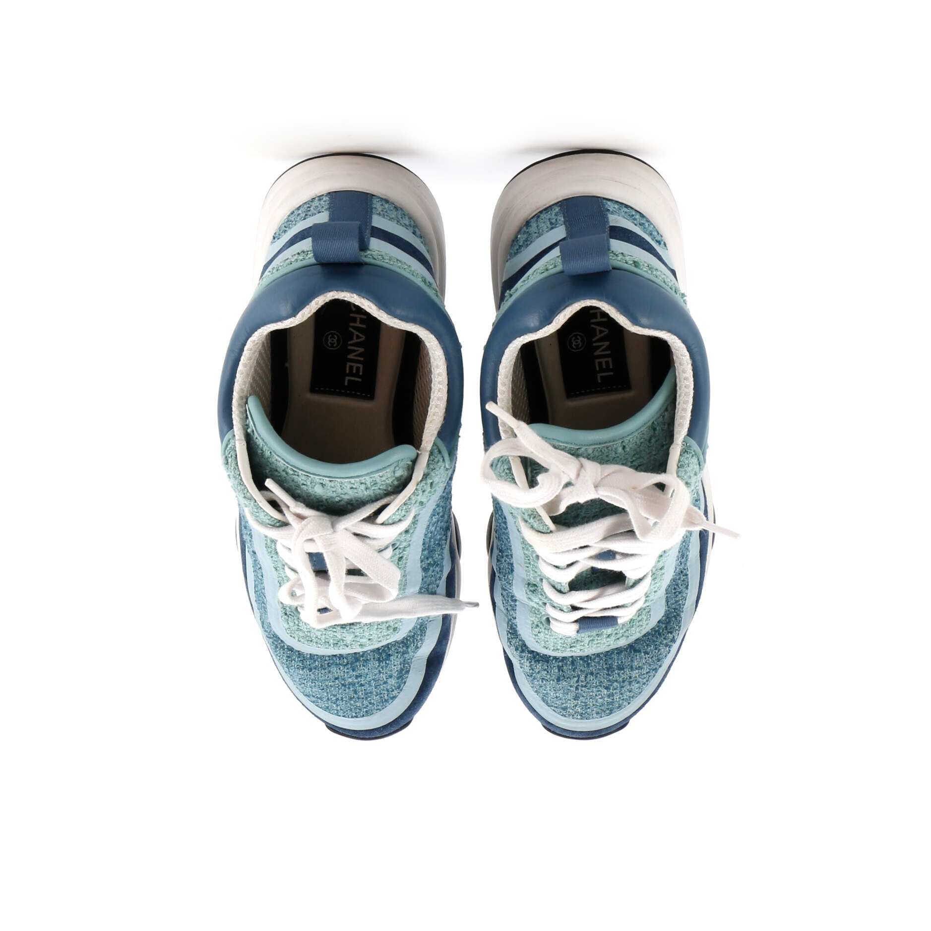 Women's CC Cap Toe Logo Sneakers Suede and Tweed