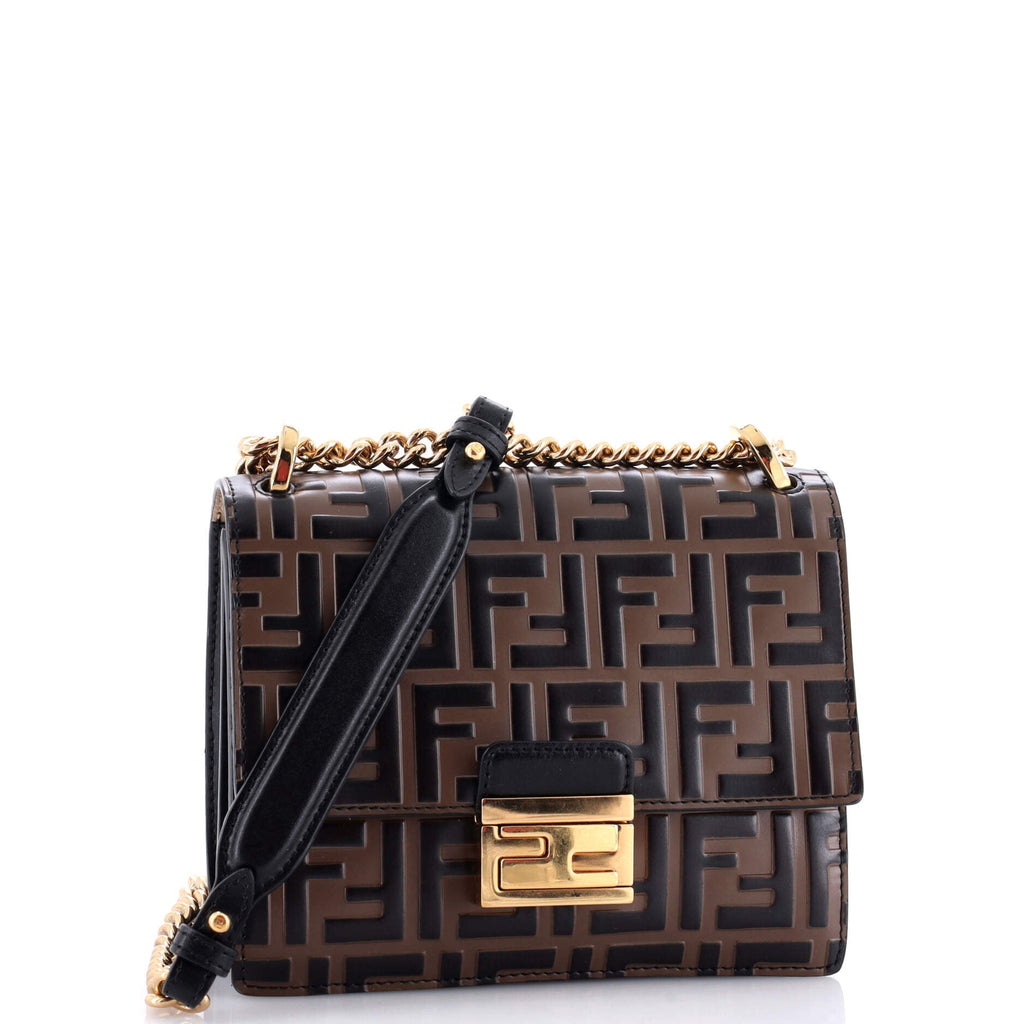 Kan U Shoulder Bag Zucca Embossed Leather Small