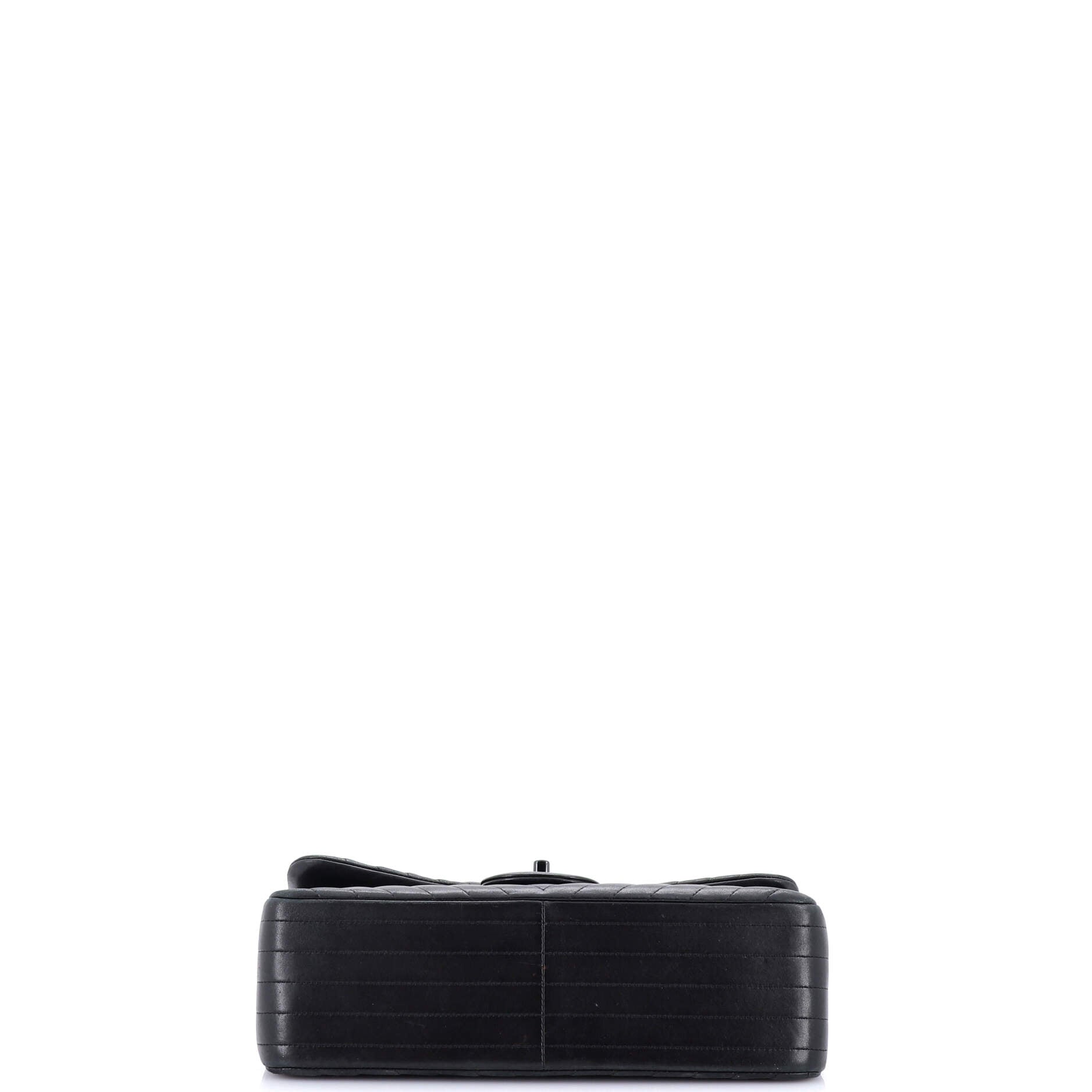 So Black Classic Double Flap Bag Chevron Lambskin Jumbo
